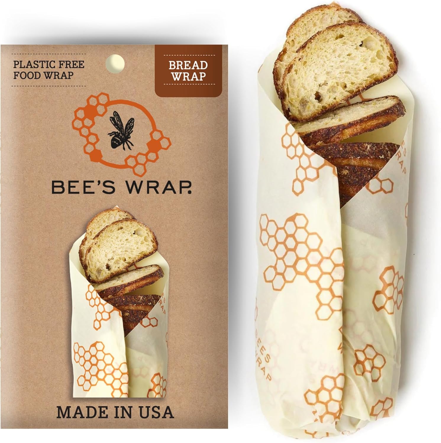Bee's Wrap Beeswax Wraps for Food - Bread Wrap - Made in USA Reusable Bread Storage Bags - Organic & Eco-Friendly Alternative to Aluminum Foil, Sourdough Bags & Plastic Wrap, Honeycomb