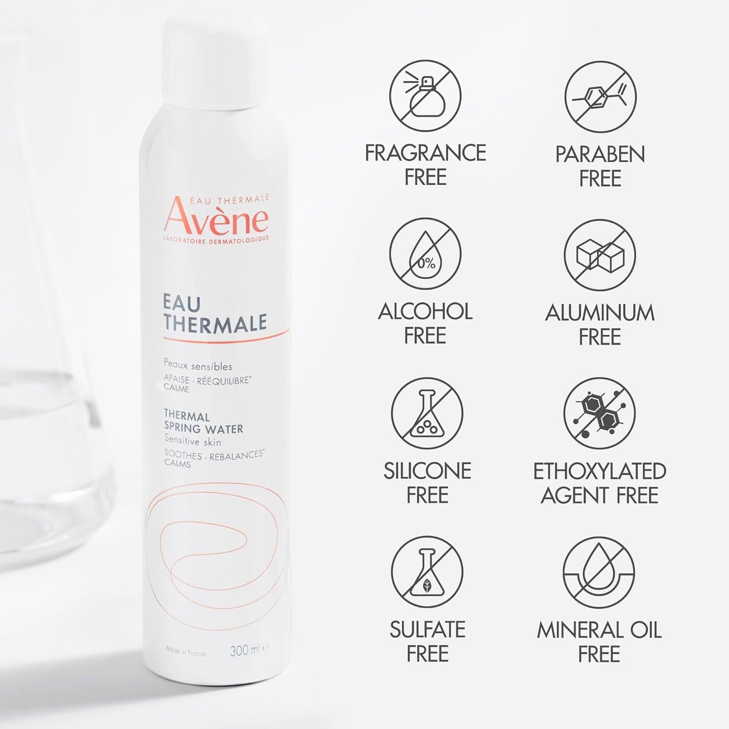 Avène Thermal Spring Water, Soothing Calming Facial Mist Spray for Sensitive Skin, Soothes, Softens + Calms Skin, Formulated with Mineral & Biological Properties