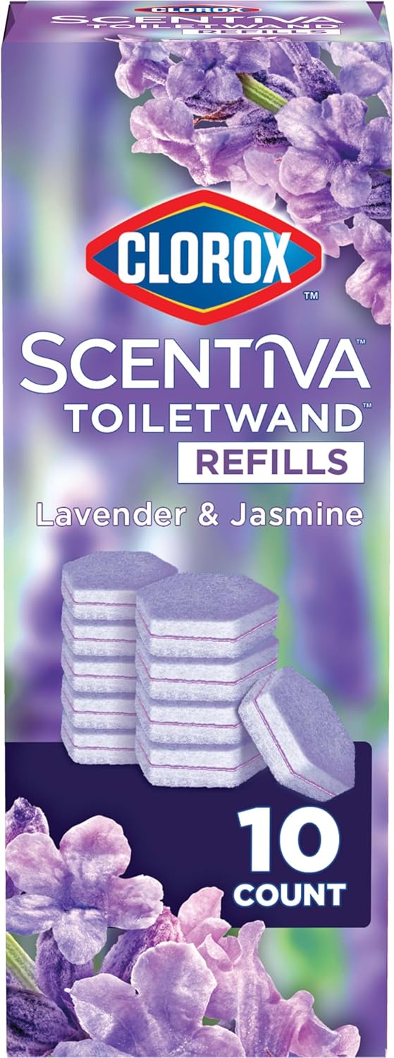 CLOROX Scentiva ToiletWand Refills, Lavender and Jasmine, Dorm Room Essentials, 10 Count