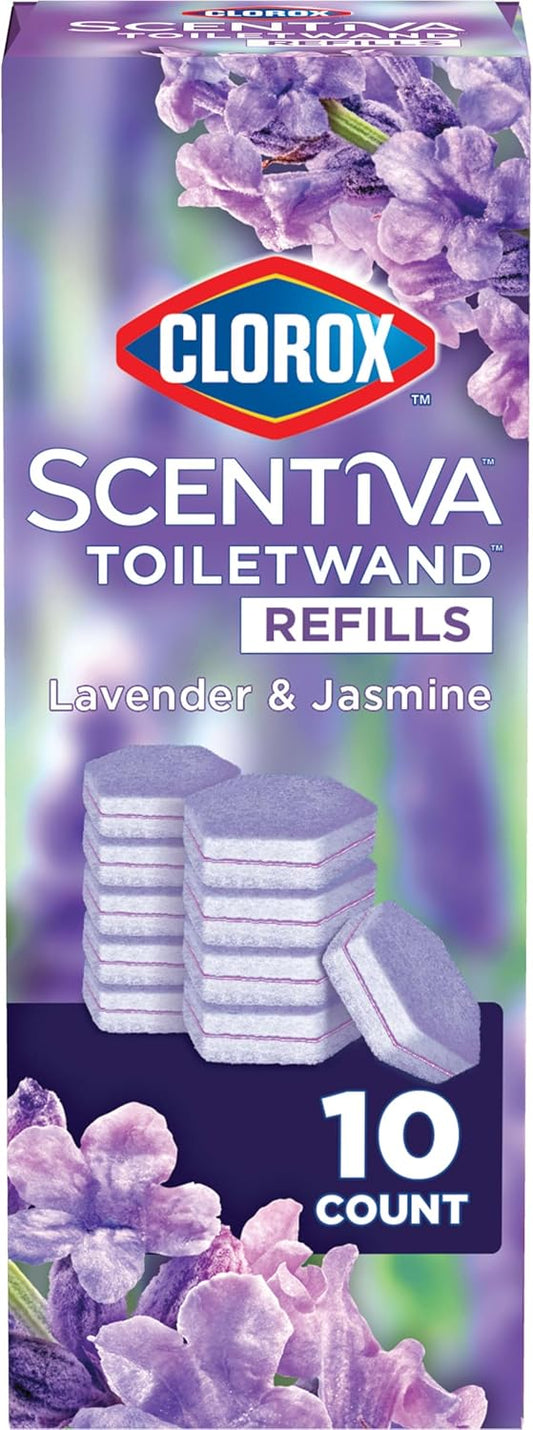 CLOROX Scentiva ToiletWand Refills, Lavender and Jasmine, Dorm Room Essentials, 10 Count
