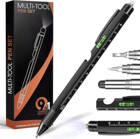 Gifts for Men, Mens Valentines Day Gifts for Him Husband, 9 in 1 Multitool Pen, Cool Tools Gadgets Birthday Stocking Stuffers for Men, Fathers Day Dad Presents from Daughter Son