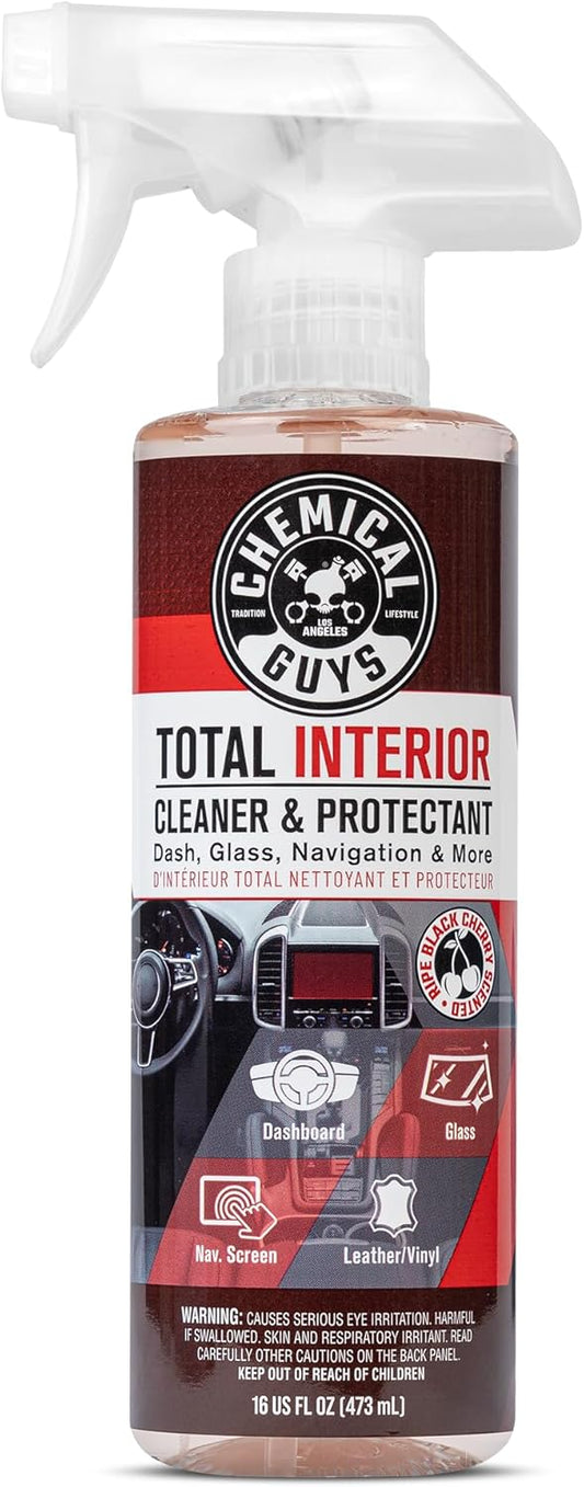 Chemical Guys Total Interior Cleaner and Protectant - Black Cherry Scent, Cleans and Protects Leather, Vinyl, Plastic, Rubber, Glass, and Fabric, Safe for Cars, Trucks, SUVs, RVs, and More - 16 oz