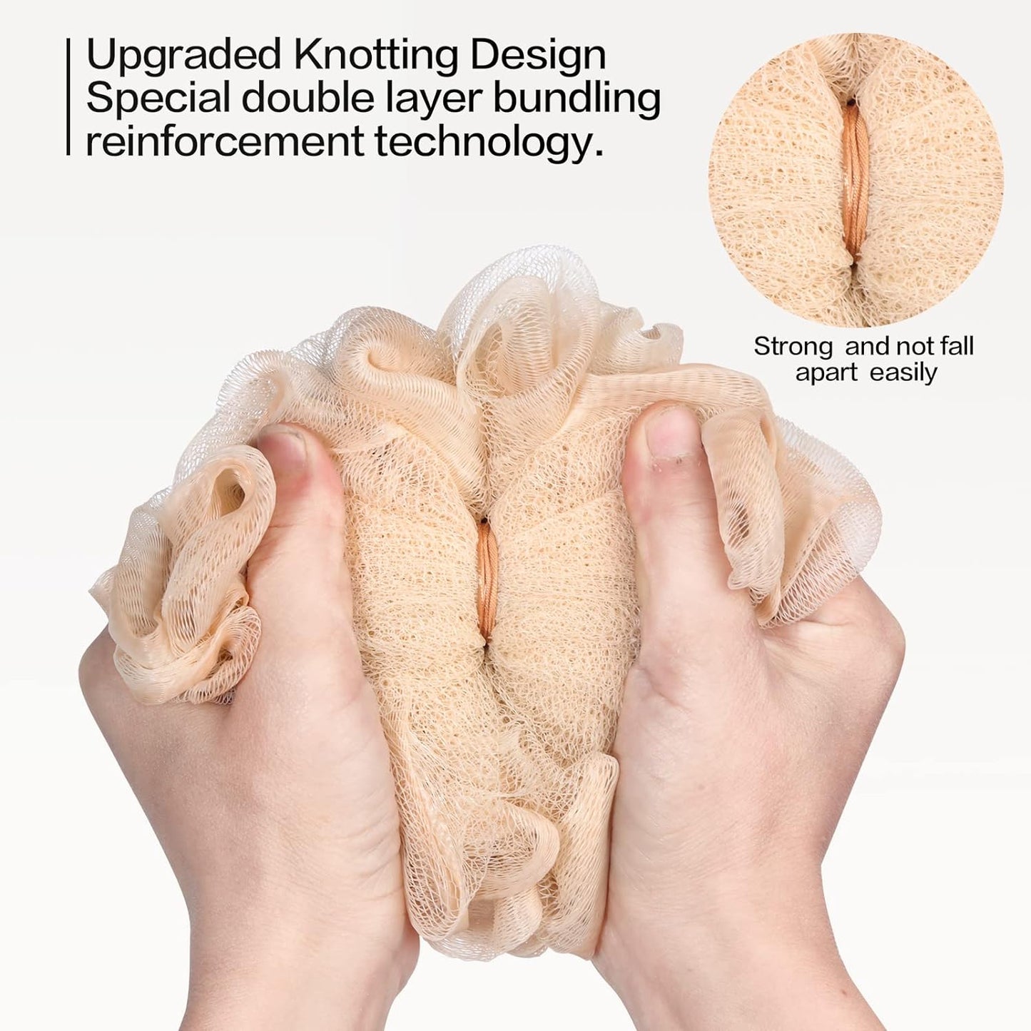 Fishent Loofah Bath Sponge Shower Loofahs, 4 Pack Soft Loofa Exfoliating Body Scrubber Mesh Shower Puff Pouf Ball Luffa for Men and Women(50g/pcs)