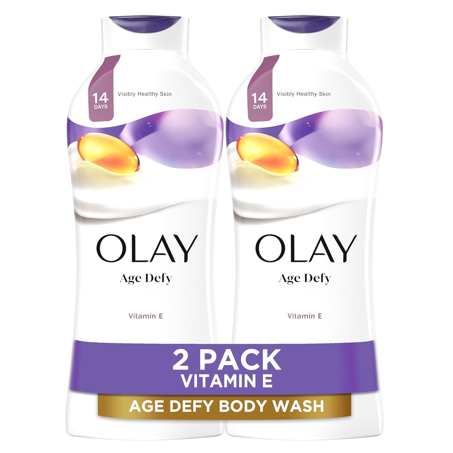 Olay Body Wash for Women, Age Defying with Vitamin E, 24hr Moisturizing, Hydrating & Refreshing, B3 Vitamin Complex, Free of Parabens & Phthalates, For All Skin Types, Scented, 22 fl oz (Pack of 2)