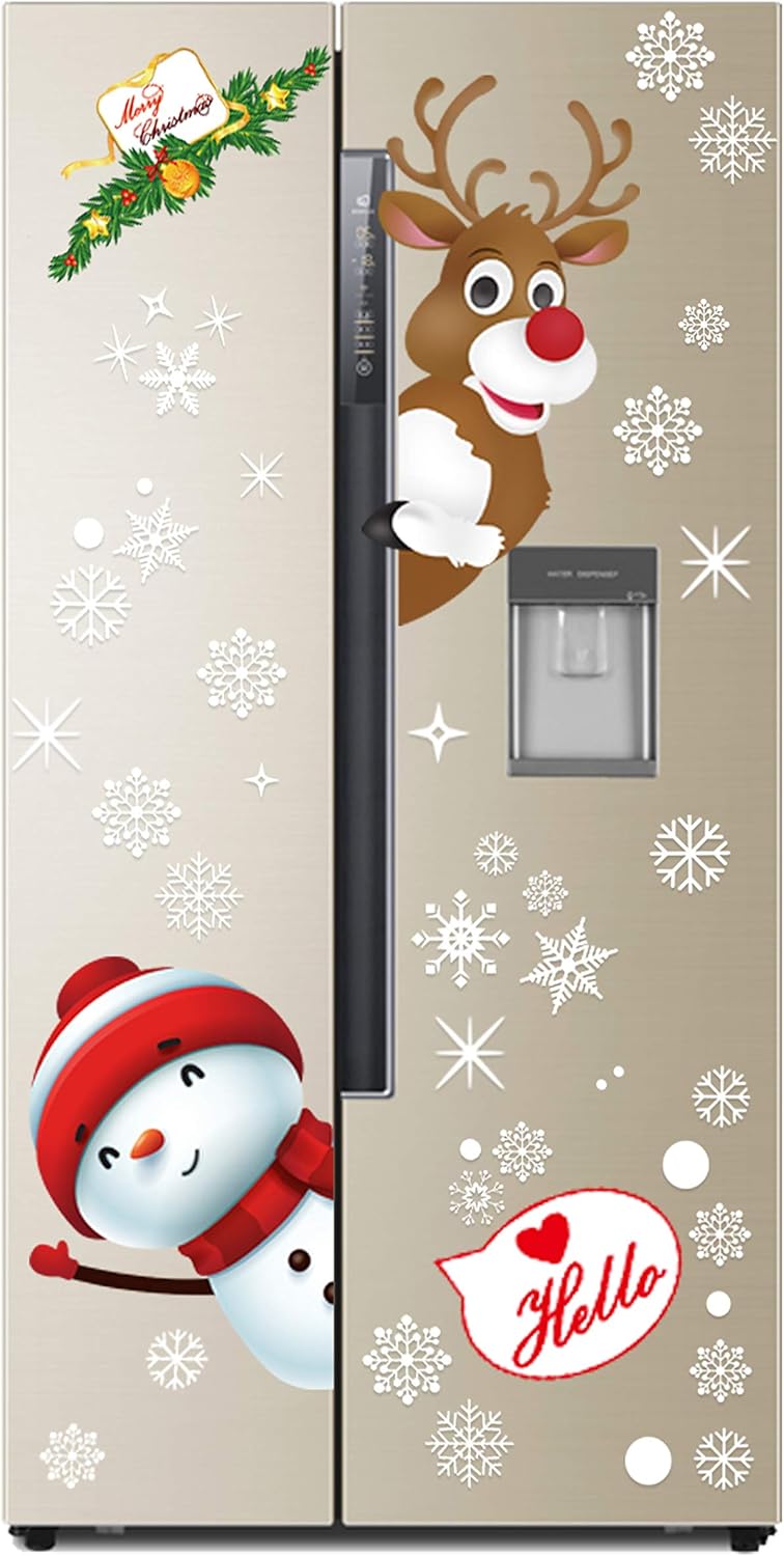 130PCS Christmas decoratives Window Stickers, Holiday Snowflake Santa Claus Reindeer Stickers