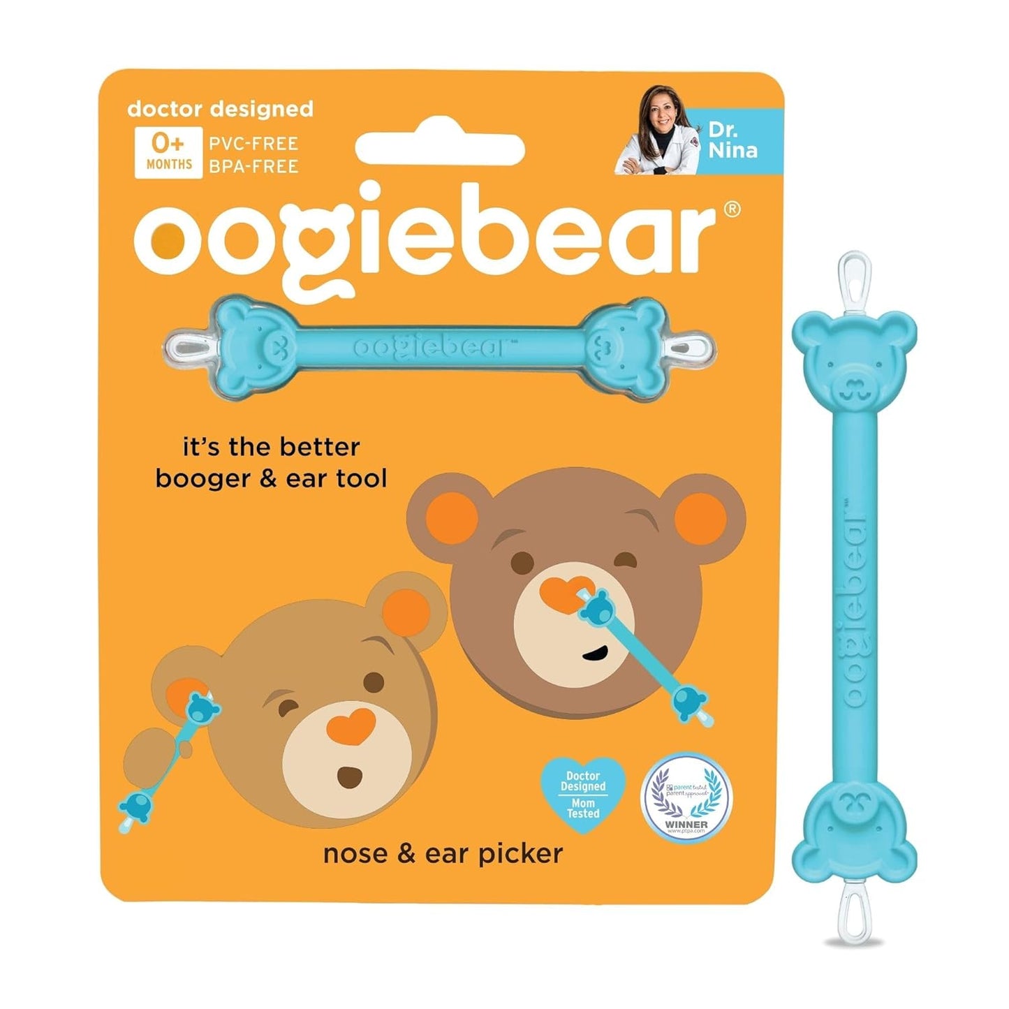 oogiebear Baby Nose Cleaner & Ear Wax Removal Tool - Safe Booger & Earwax Removal for Newborns, Infants, Toddlers - Dual-Ended - Essential Baby Stuff