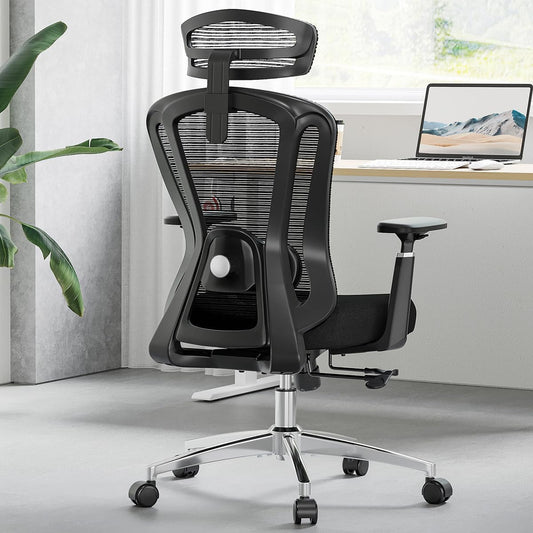 Farini Office Chair Ergonomic Desk Chair, High Back Computer Chair with Wheels, Home Sutdy Chair for Heavy People, Office Chair Adjustable Seat Depth, 3D Armrests and Adjustable Headrest, Black