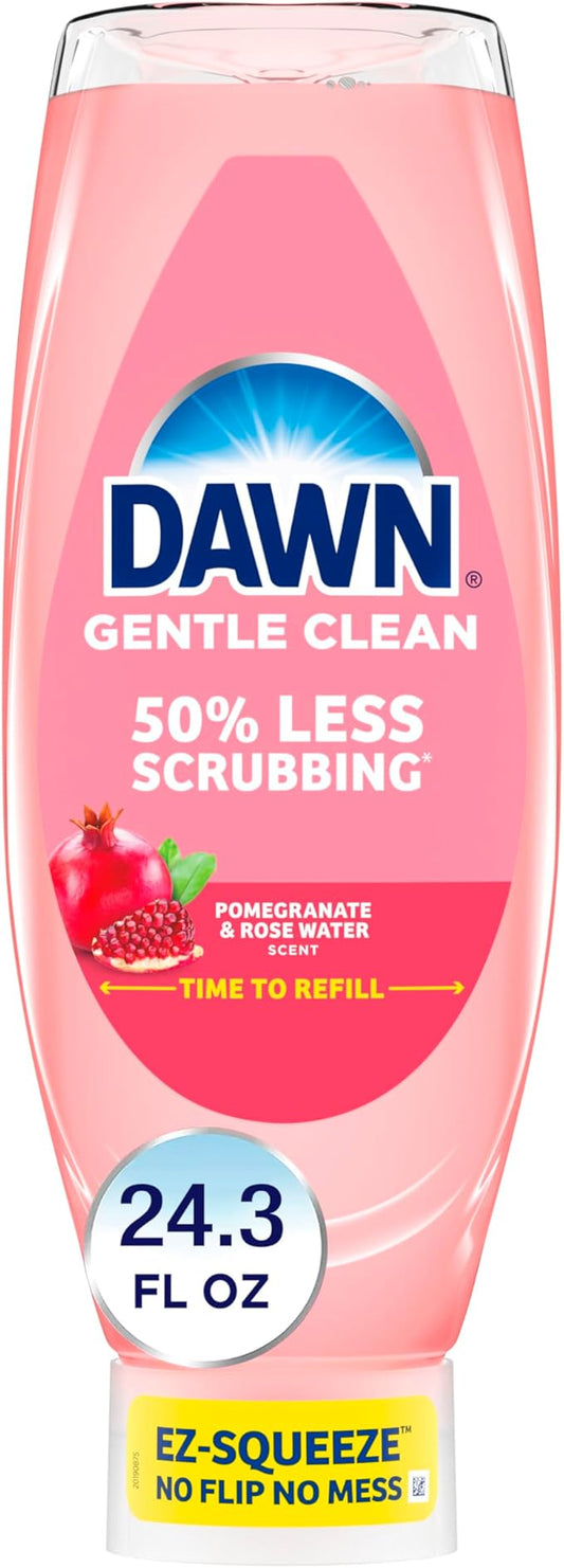 Dawn Gentle Clean EZ-Squeeze Dishwashing Liquid Dish Soap, Pomegranate and Rose Water Scent 24.3 fl oz