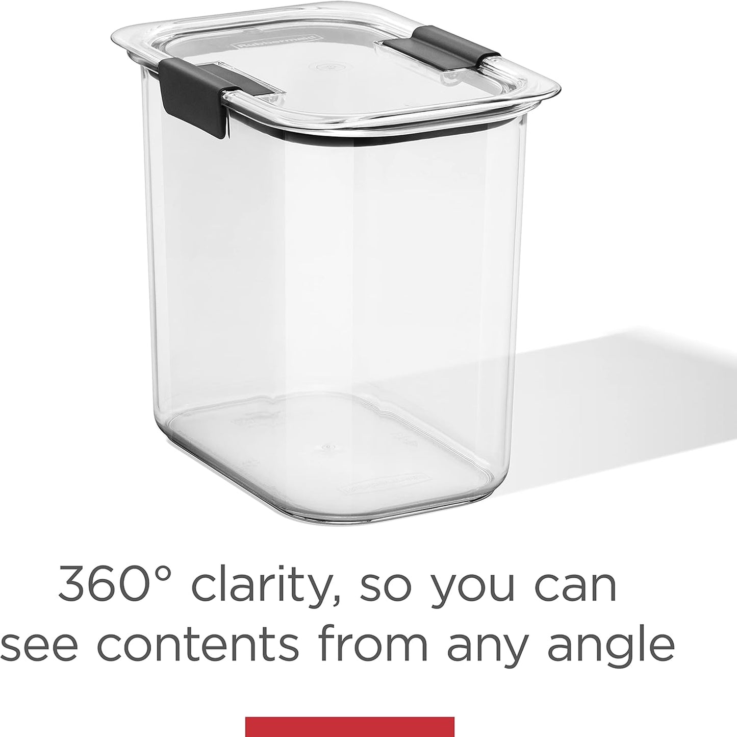 Rubbermaid Brilliance 16-Cup Airtight Food Storage Container with Lid Clear/Grey - optimal for pantry organization flour sugar and food storage