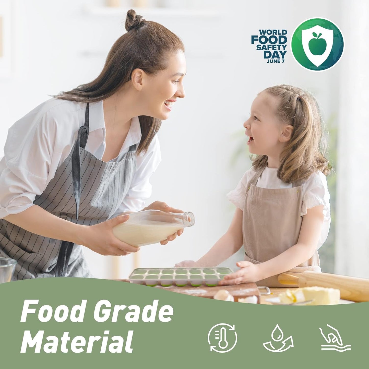 Ice Cube Tray with Lid, 2 Packs 28 Cubes Durable Stackable Ice Cube Trays for Freezer with Removable Lids, Easy-Release Plastic & Silicone Ice Tray for Cocktail, Coffee