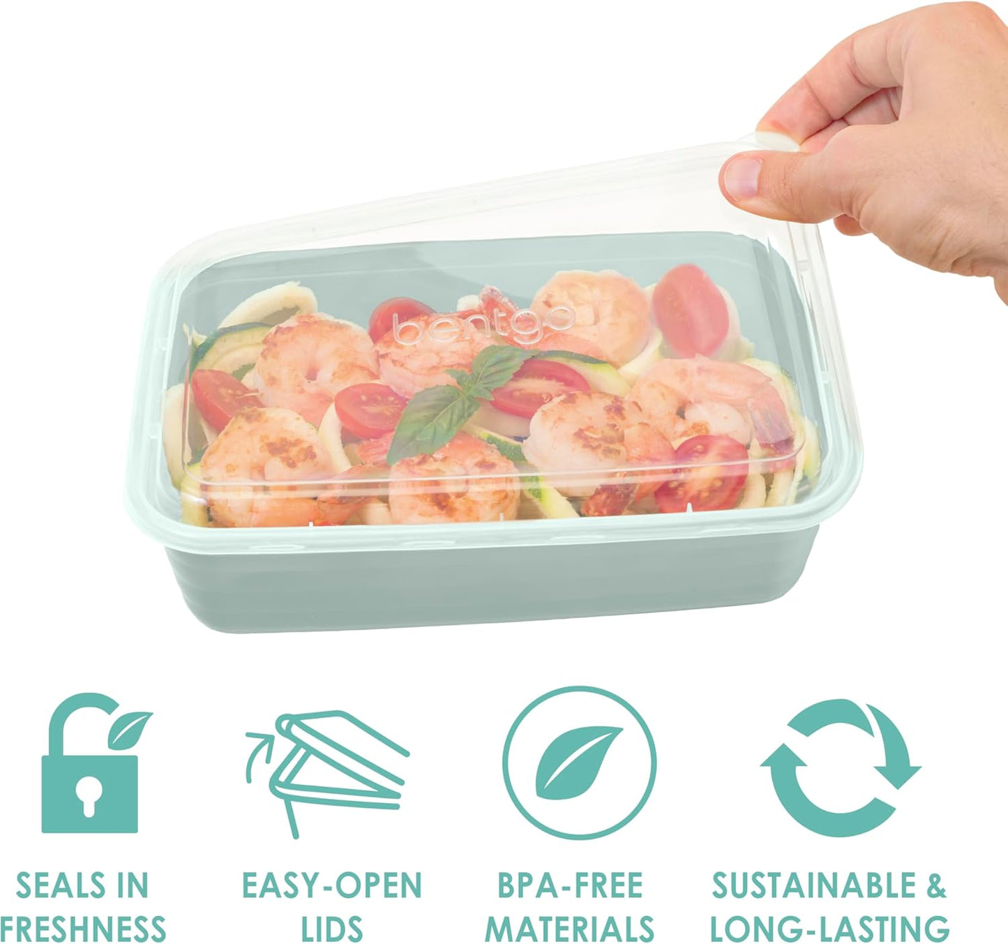 Bentgo 20-Piece Lightweight, Durable, Reusable BPA-Free 1-Compartment Containers - Microwave, Freezer, Dishwasher Safe - Mint