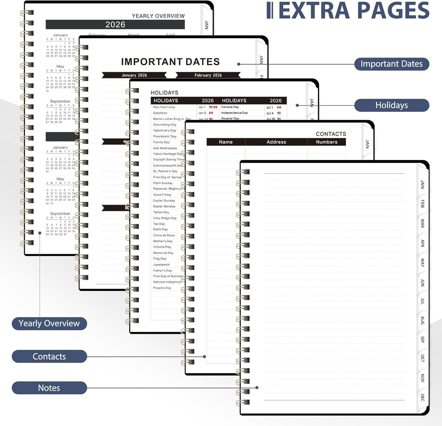 2026 Planner, Weekly and Monthly Calendar Academic Planner, Jan 2026 - Dec 2026, Planning Agenda Book for Desk Accessories and School Supplies - A5 (6.3'' x 8.5'')