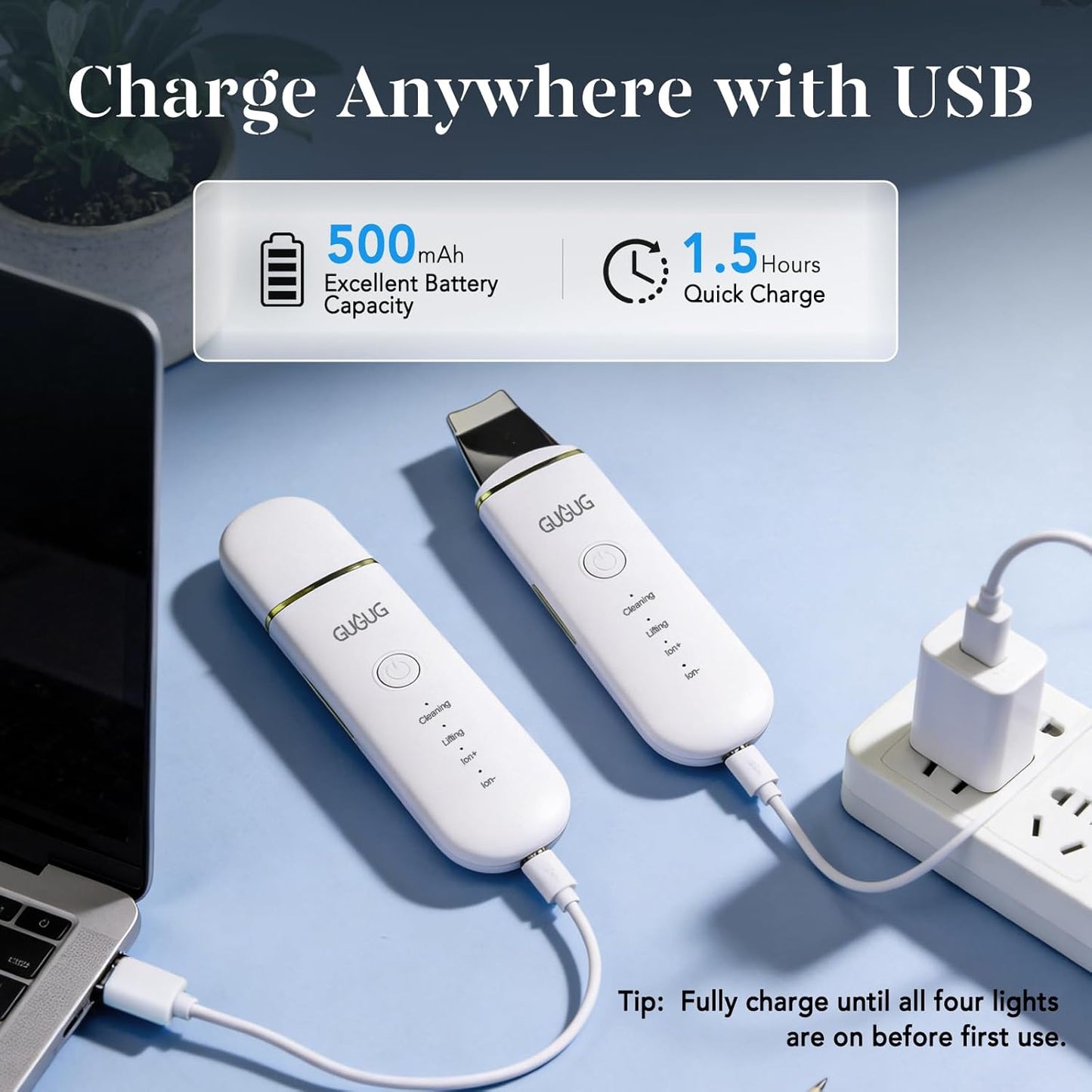 GUGUG Skin Scrubber Face Spatula Skin Spatula Pore Cleaner Blackhead Remover Tools for Facial Deep Cleansing-4 Modes -White