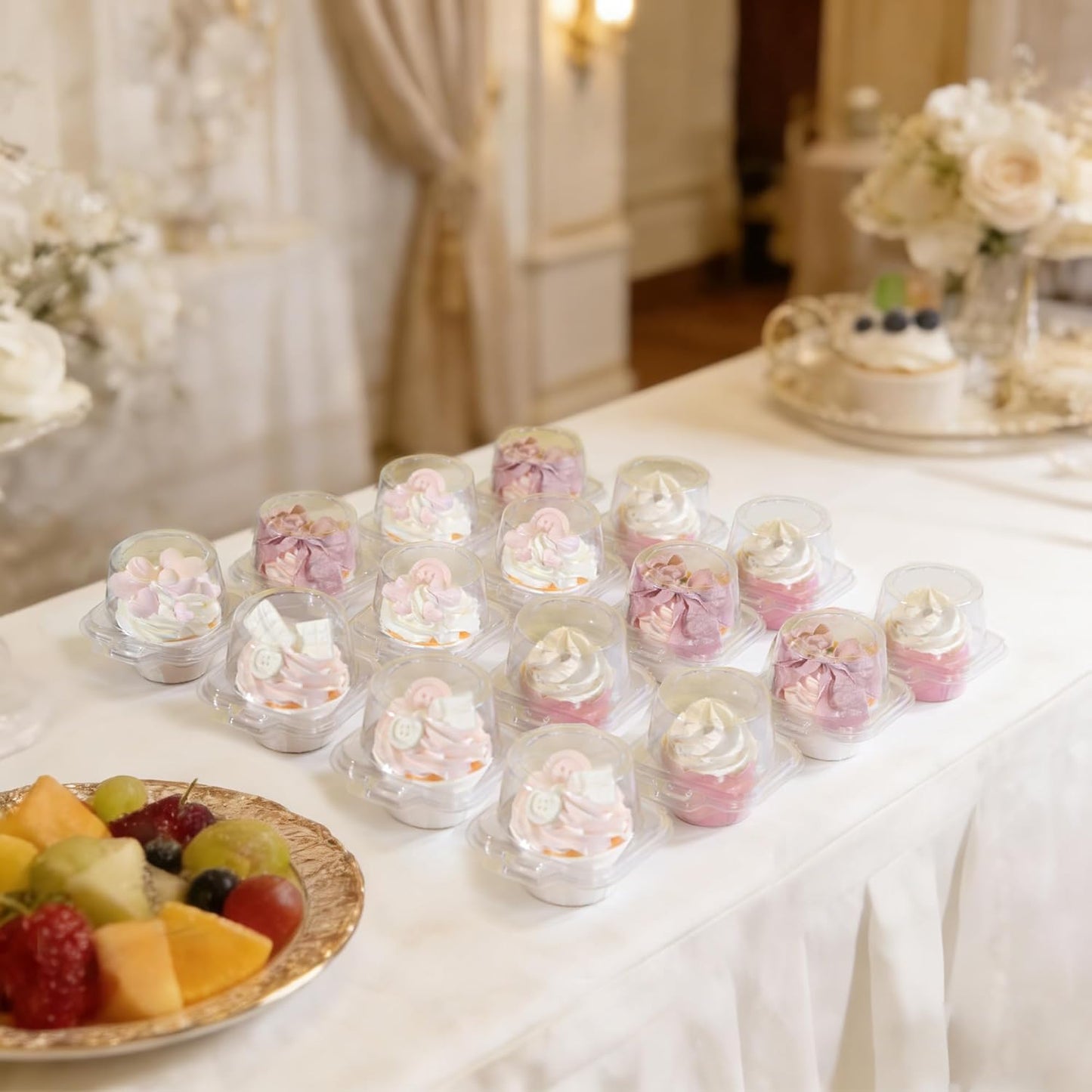 50 Pack Individual Cupcake Containers Plastic Cupcake Boxes Cupcake Holders Stackable Deep Dome Cupcake Carrier