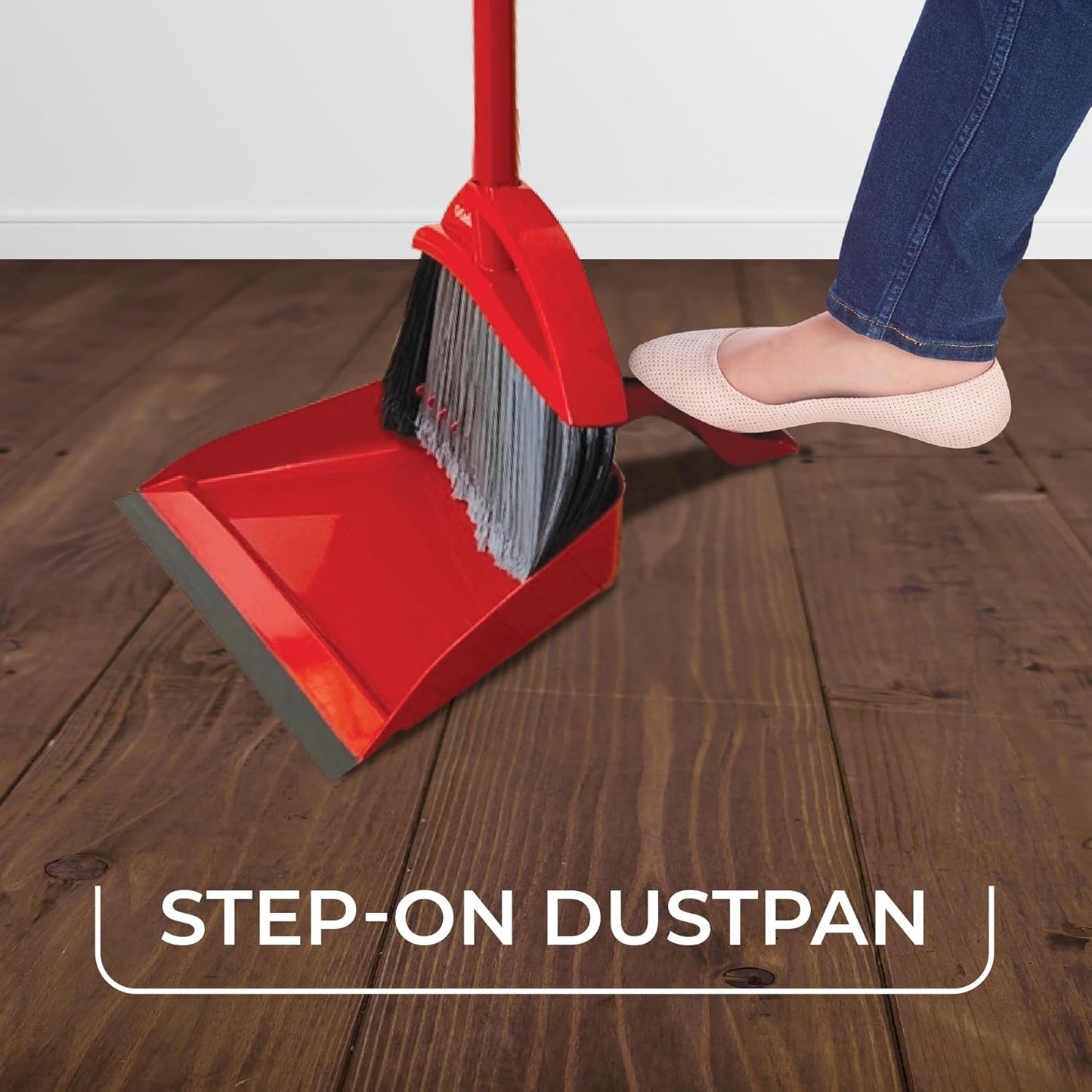 O-Cedar Pet Pro Broom with Step-On Dustpan | Remove 99% with One Sweep | DustPan Removes 3 Times More Pet Hair | Quiet Cleaning Tool for Cat and Dog Owners