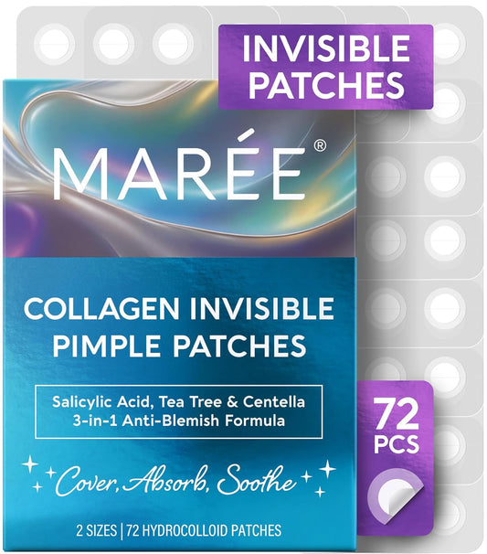 MAREE Pimple Patches for Face - Acne Clearing Device - Clear Acne Patches for Face - Invisible Hydrocolloid Patch Parches Para Acne Stickers Zit Dots - Cystic Zit Healing Blemish Pinple Covers