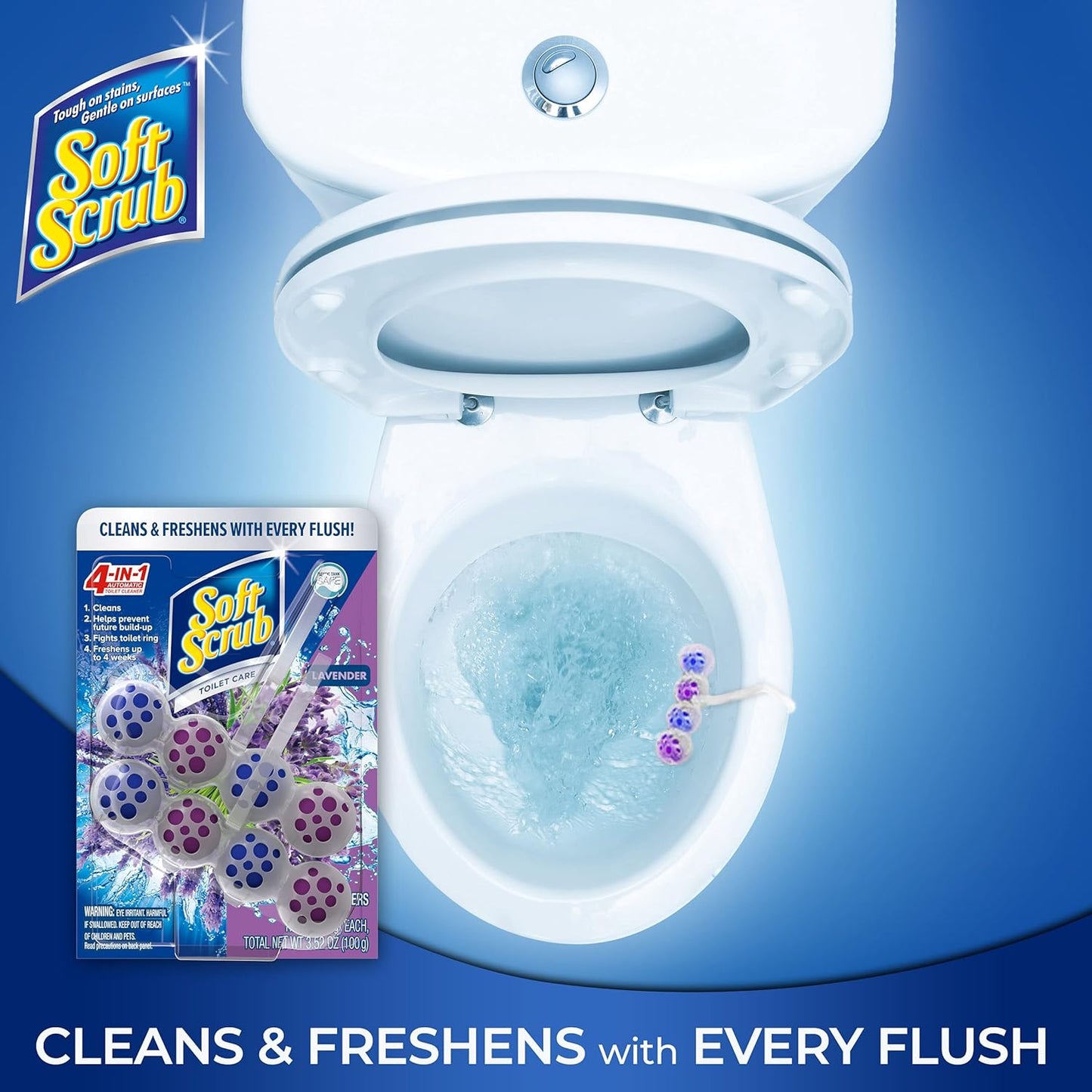 Soft Scrub 4-in-1 Rim Hanger Toilet Bowl Cleaner, Lavender, 2 Count