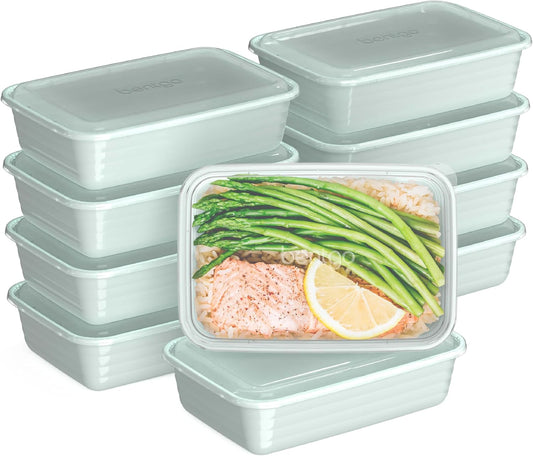 Bentgo 20-Piece Lightweight, Durable, Reusable BPA-Free 1-Compartment Containers - Microwave, Freezer, Dishwasher Safe - Mint