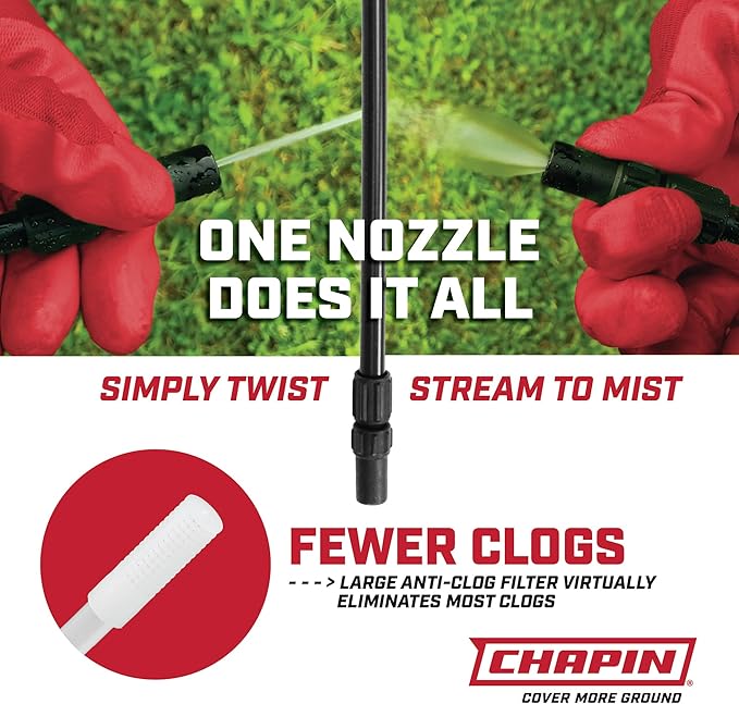 Chapin 20000 Made in USA 1 -Gallon Lawn and Garden Pump Pressured Sprayer, for Spraying Plants, Garden Watering, Weeds and Pests, Polypropylene, Translucent White - Cart Shape