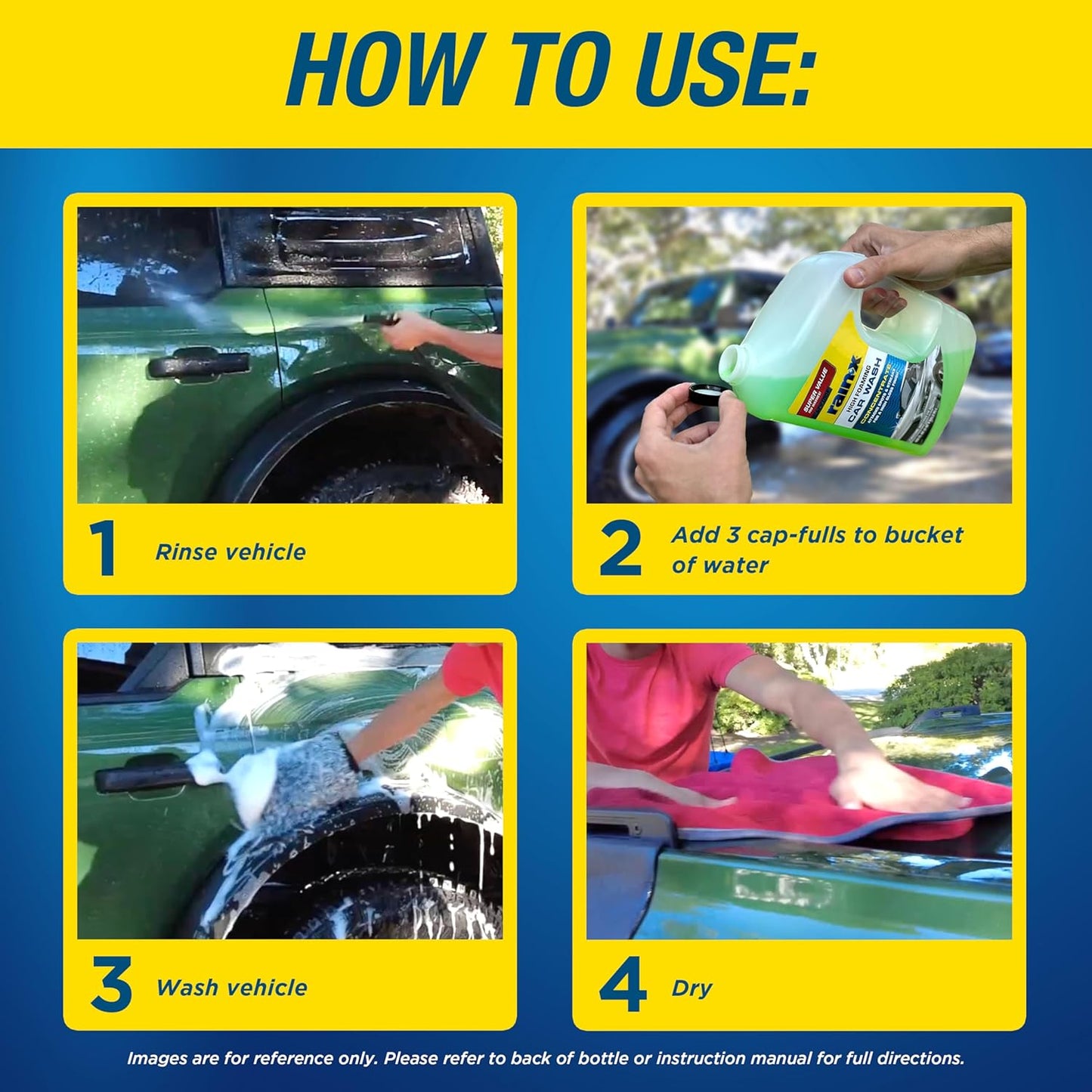 Rain-X 620191 Foaming Car Wash - 100 fl oz. High-Foaming, Concentrated Formula for Greater Cleaning Action, Safely Lifting Dirt, Grime and Residues for an Exceptional Clean