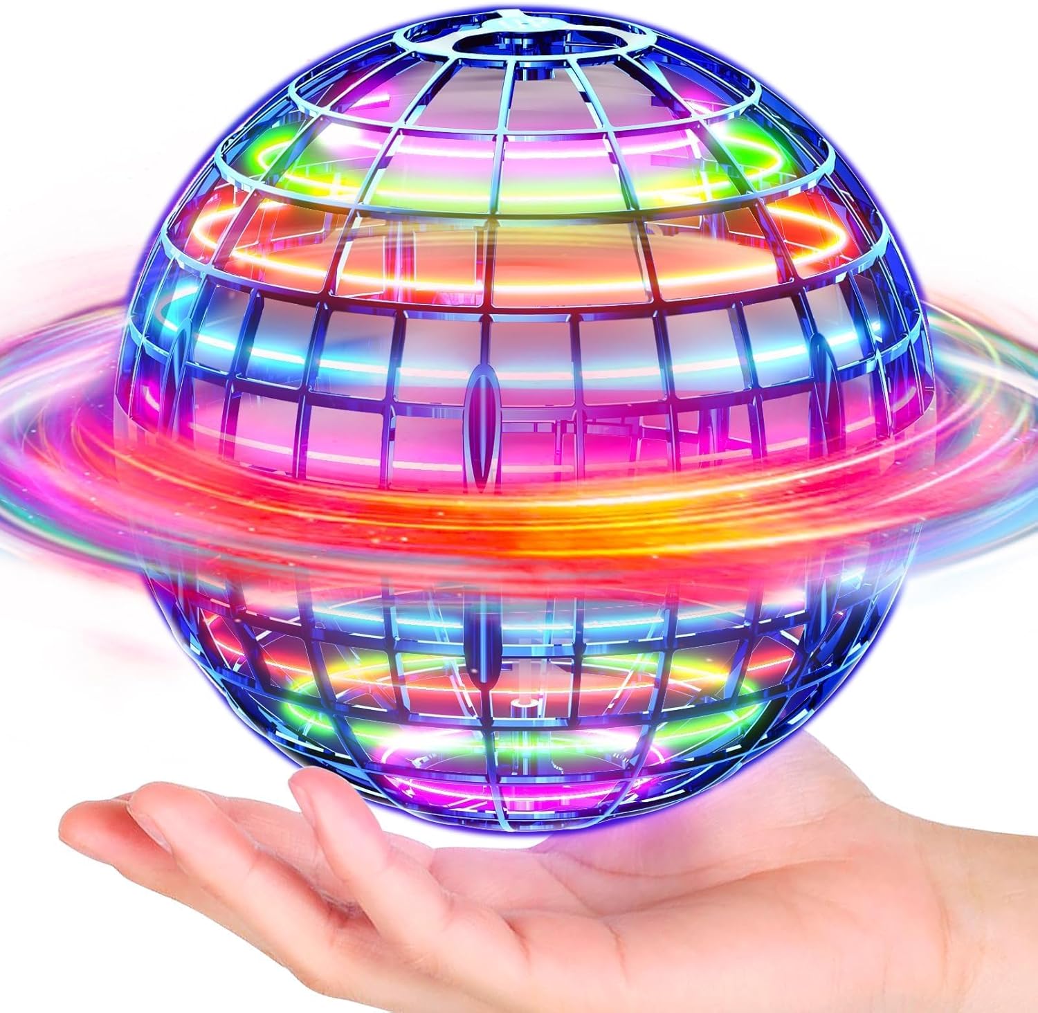 Flying Orb Ball (Blue, 2025 Upgraded) with Dazzling Lights, Magic Hover Spinner, Cool Boomerang Drone, Floating Cosmic Globe, Kids Toys Gifts for 6 7 8 9 10 Year Old Boys Girls