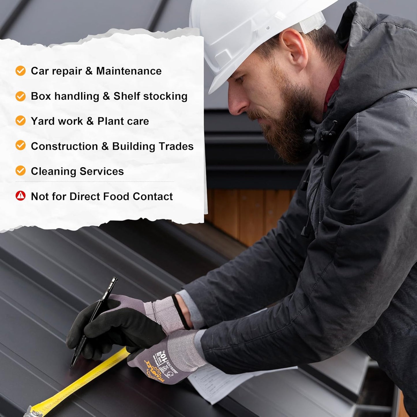 TitanFlex Work Gloves Microfoam Nitrile Coated Men Women-6 Pairs, Safety Warehouse Gloves Mens Working Glove with Grip Heavy Duty, Touchscreen, Seamless Knit Nylon for Automotive, Garden (Large)