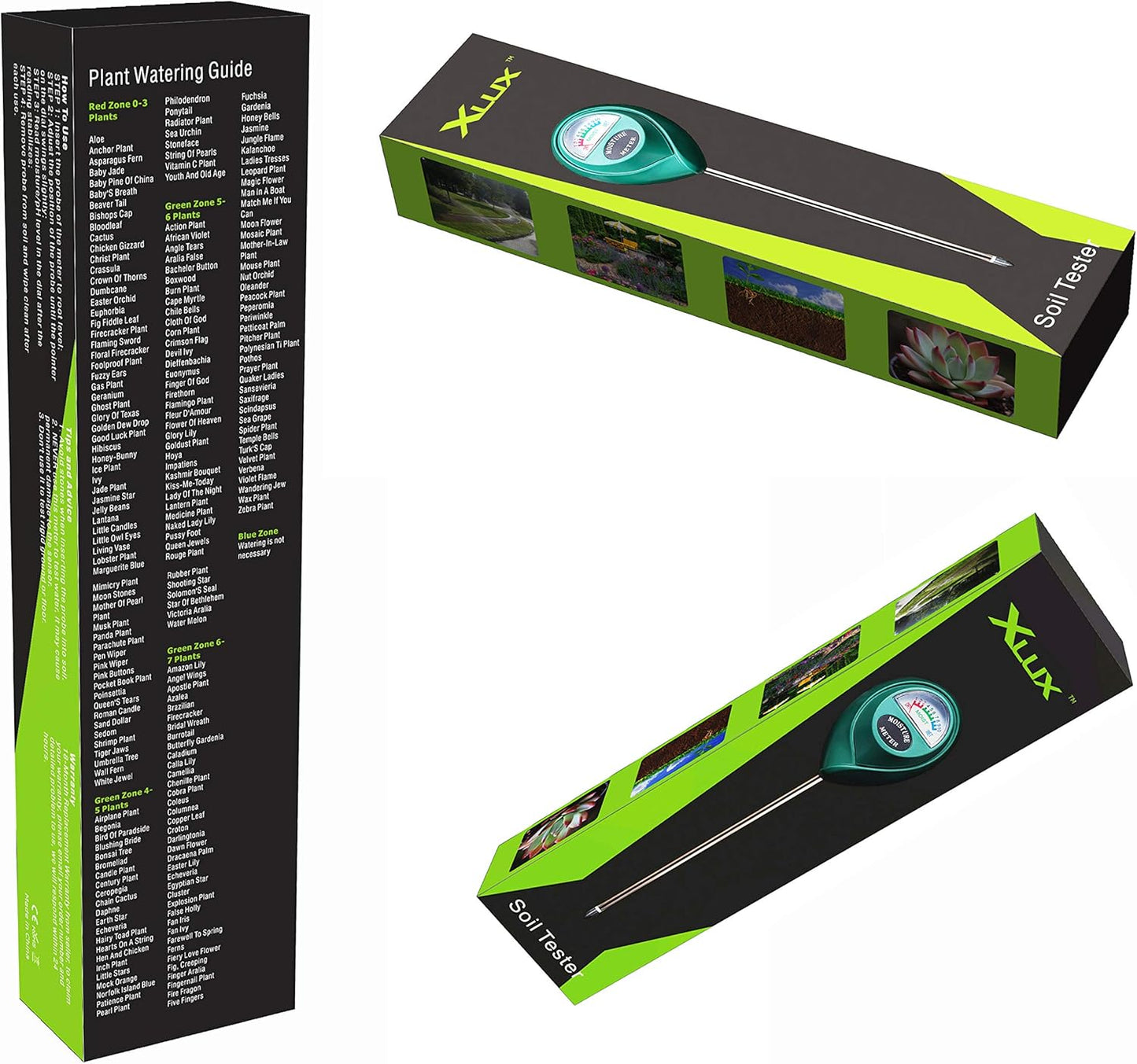 XLUX Soil Moisture Meter, Plant Water Monitor, Hygrometer Sensor for Gardening, Farming, Indoor and Outdoor Plants, No Batteries Required