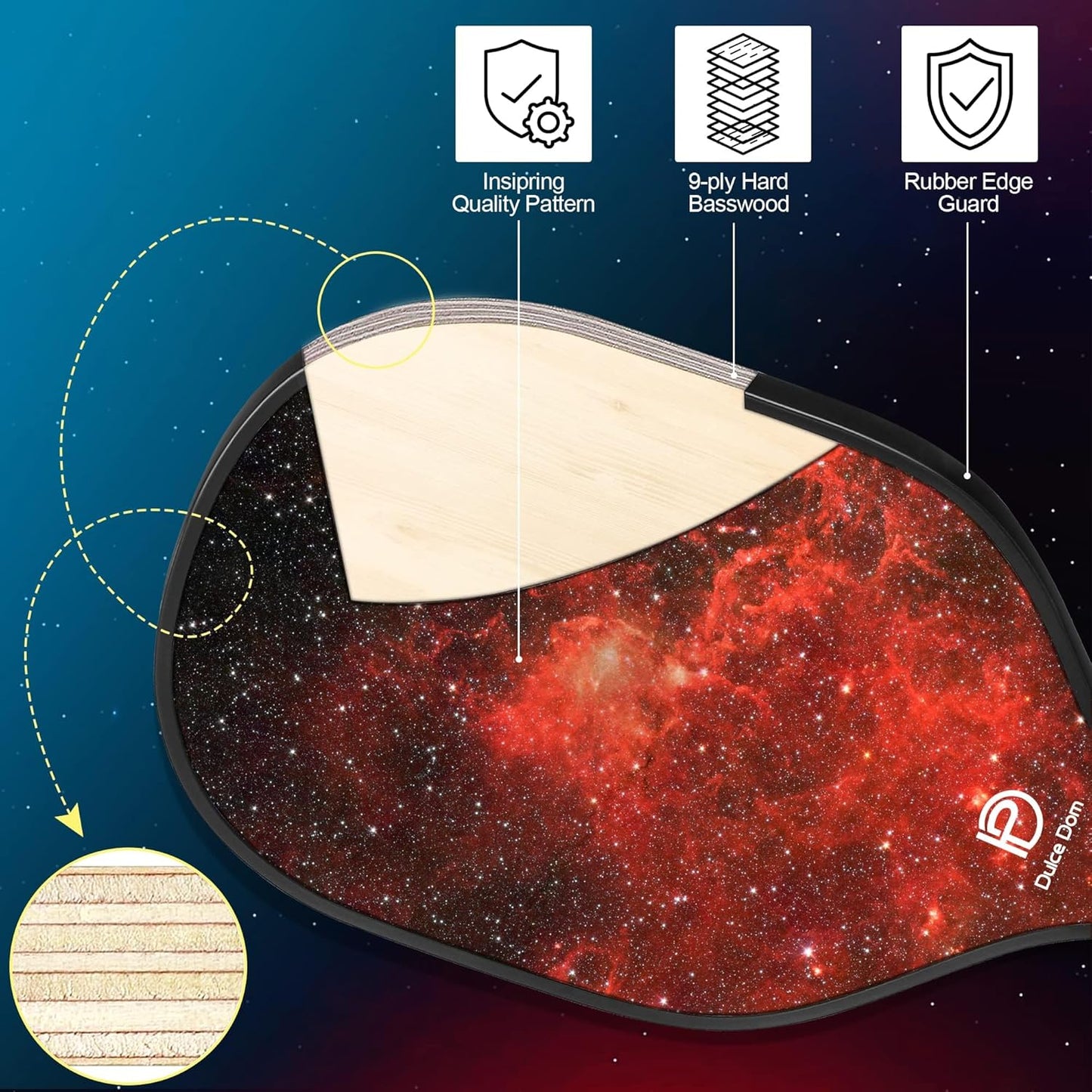 DULCE DOM Pickleball Paddles Set of 2/4 - USAPA Approved, Fiberglass/Carbon Fiber Pickleball Racket with 4 Indoor Outdoor Pickleball Balls and Pickleball Bag, Ideal Pickleball Training Equipment