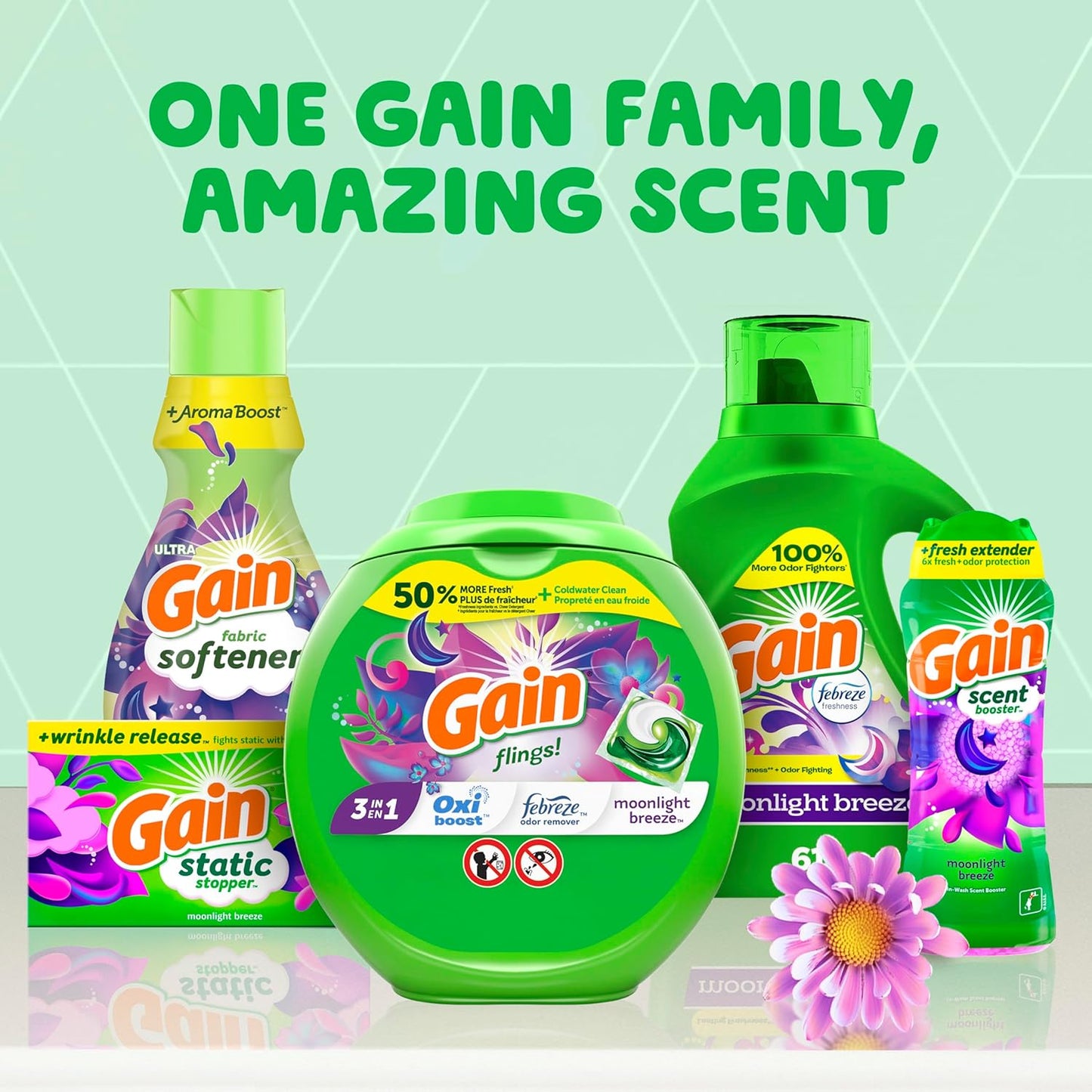 Gain + Aroma Boost Liquid Laundry Detergent, Moonlight Breeze Scent, 61 Loads, 88 fl oz, HE Compatible