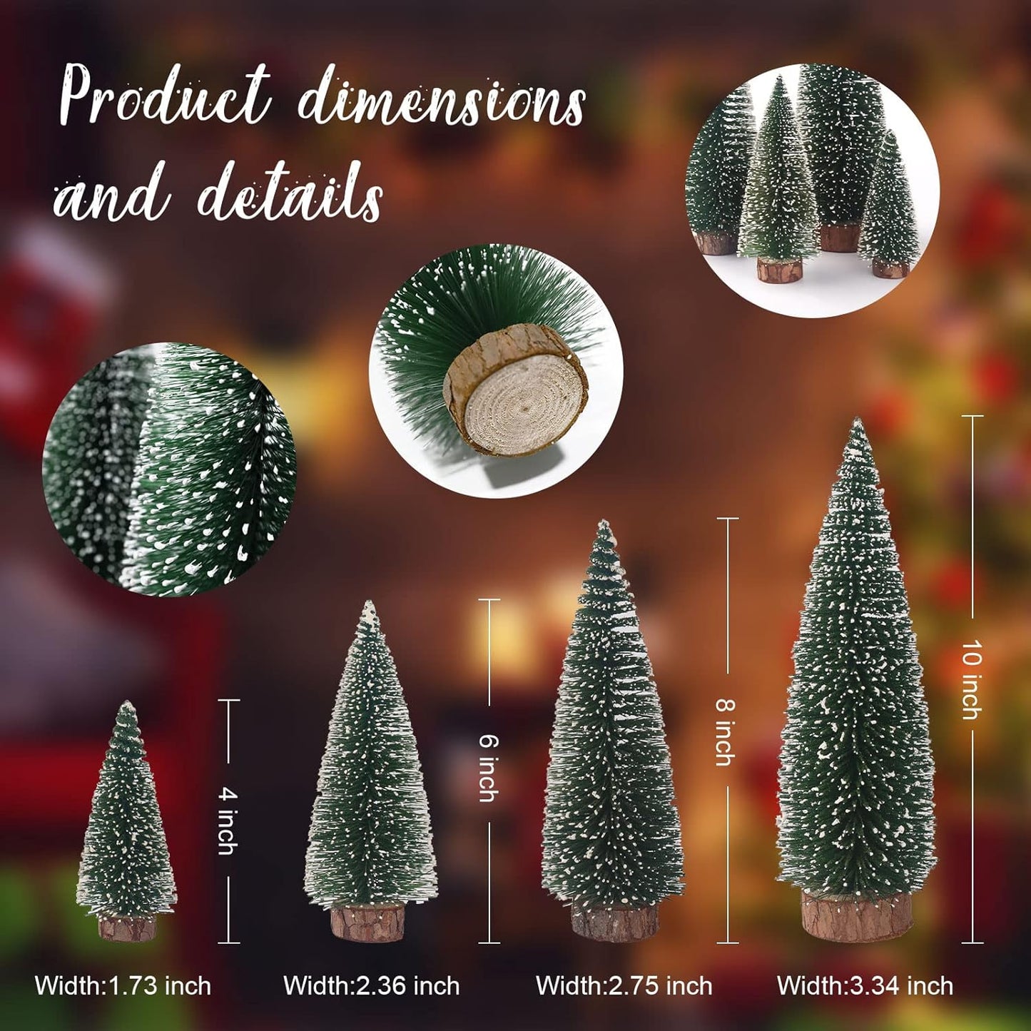 Desktop Miniature Pine Tree Tabletop Christmas Tree Small Pine Tree Decor Christmas Tree Toppers (Green 4pcs)