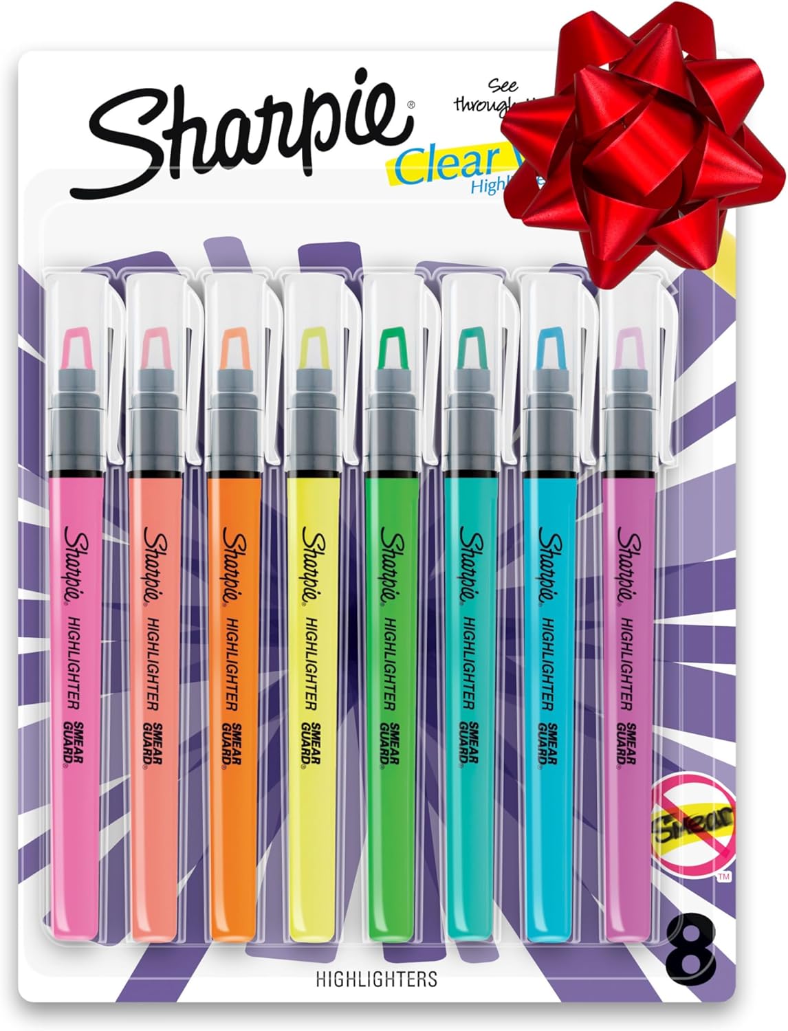 Sharpie Clear View Highlighter Sticks, Chisel Tip, Assorted Fluorescent, 8 Count - School, Home, and Office Use, Teacher Supplies