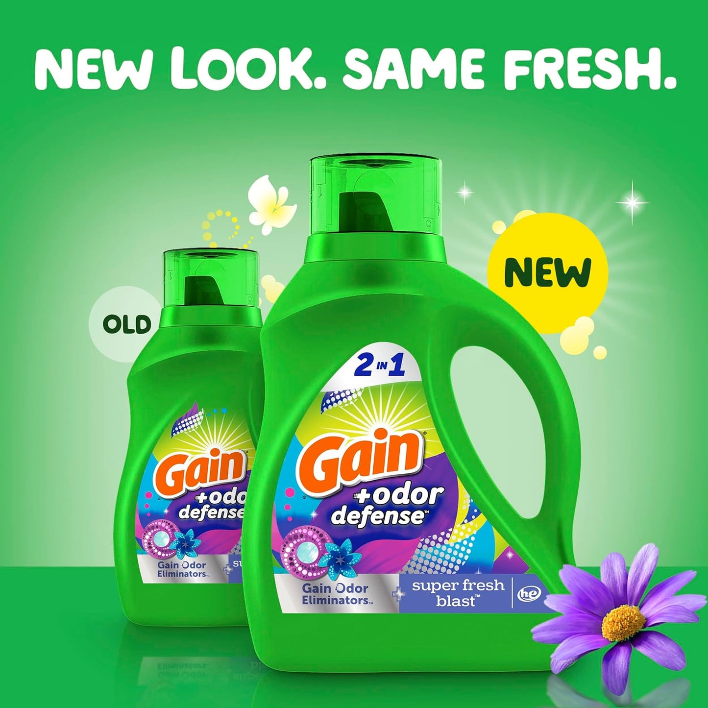 Gain Odor Defense Liquid Laundry Detergent, Super Fresh Blast Scent, 194 fl oz, 134 loads, 2 in 1, Laundry Detergent Liquid Soap, HE compatible