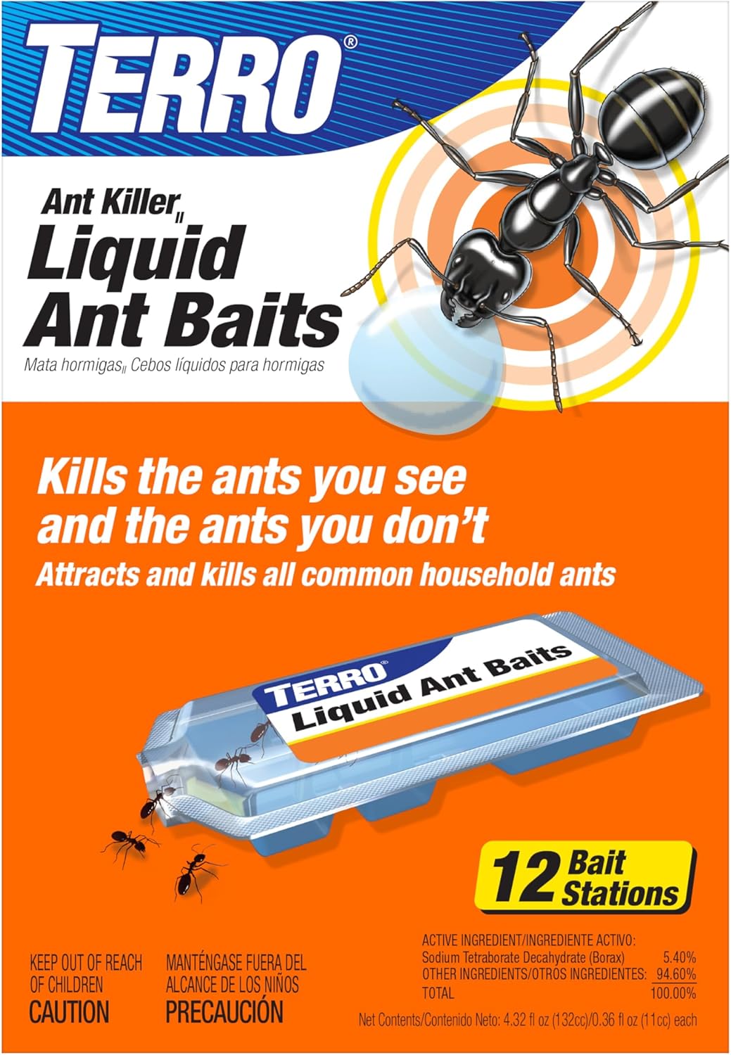 TERRO Ant Killer Bait Stations T300B - Liquid Bait to Eliminate Ants - 12 Count Stations for Effective Indoor Ant Control