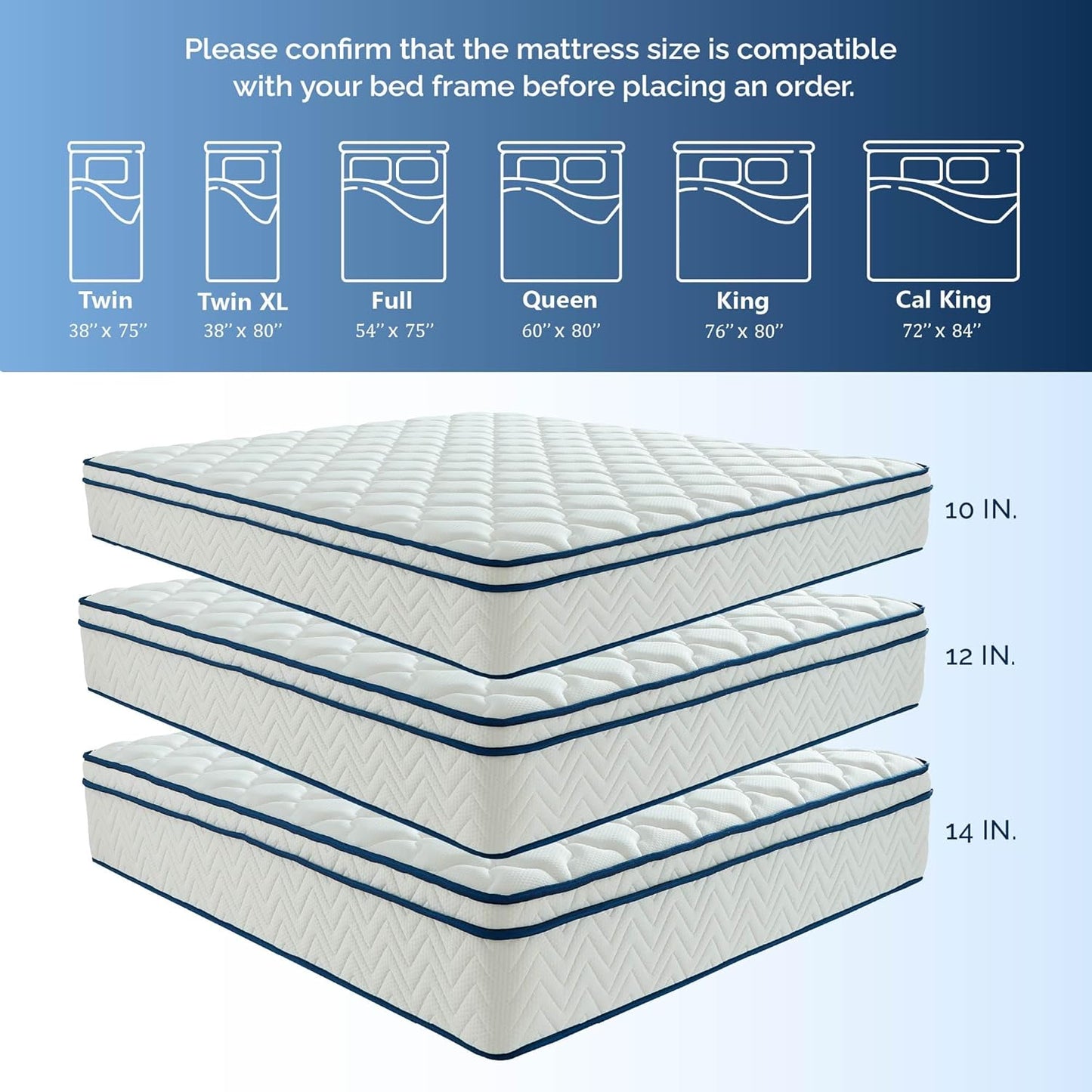 Full Size Mattress, 12 Inch Hybrid Mattress in a Box, Memory Foam Individually Wrapped Pocket Coils Innerspring Pressure Relief, Medium Firm - CertiPUR-US Certified, Fiberglass-Free, 54x75 Inches