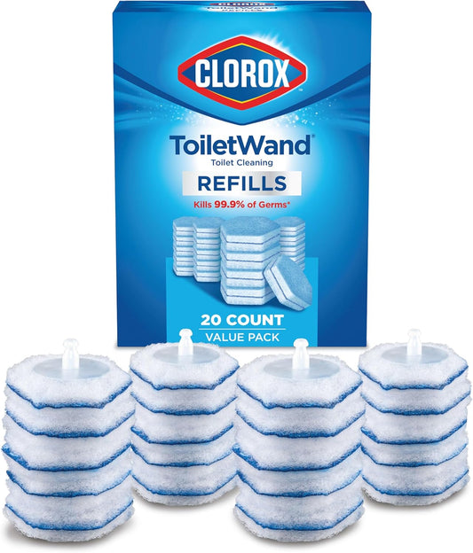 Clorox ToiletWand Disposable Toilet Cleaning Refill, Dorm Room Essentials, 20ct Original Scent