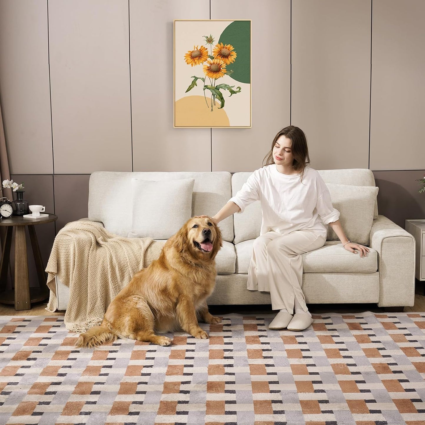 DOPEDIO Modern Loveseat Sofa for Living Room,Chenille Recliner, Removable Cover, Spring Cushions, Solid Wood Frame, Easy Assembly for Small Spaces (71.25inch，Beige)