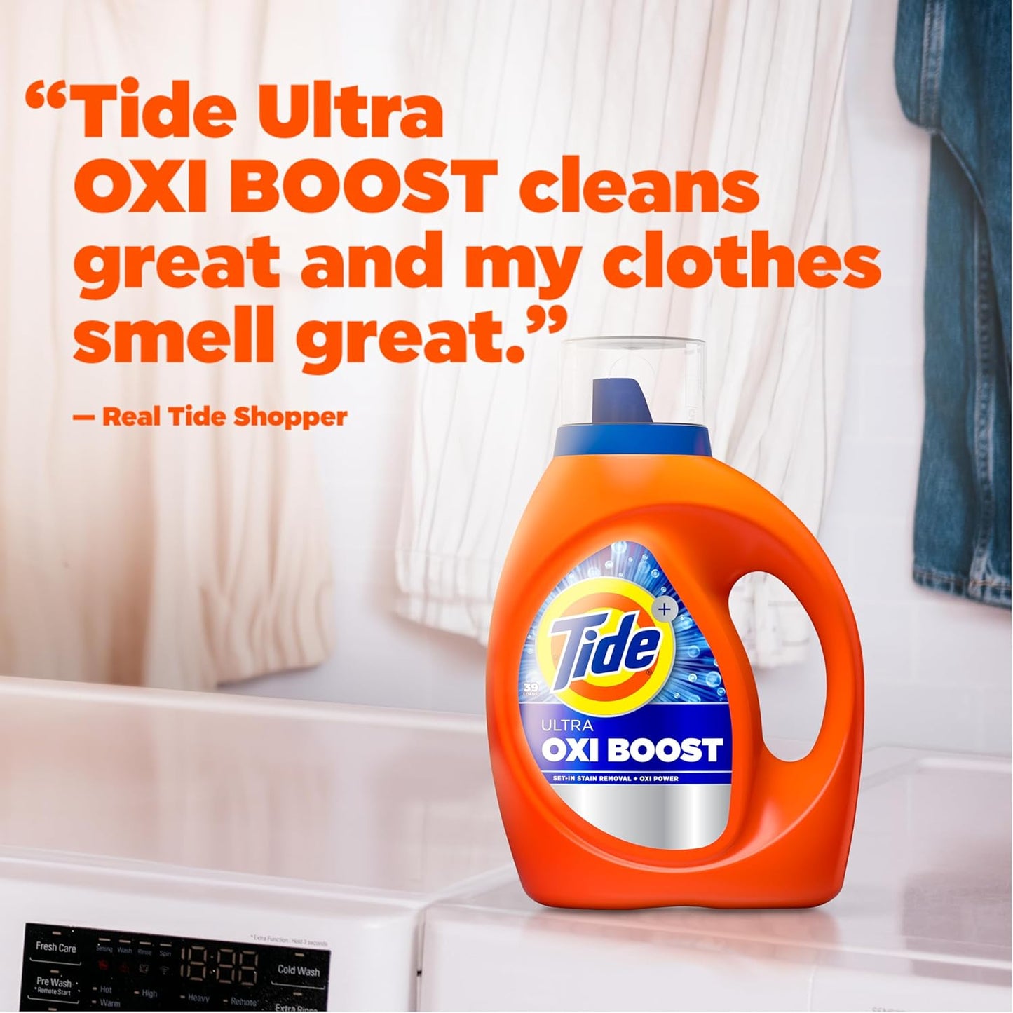 Tide Ultra Oxi Boost Liquid Laundry Detergent, 132 fl oz, 94 Loads, Advanced Stain Remover, Laundry Detergent Liquid with Extra Oxi Power (Packaging May Vary)
