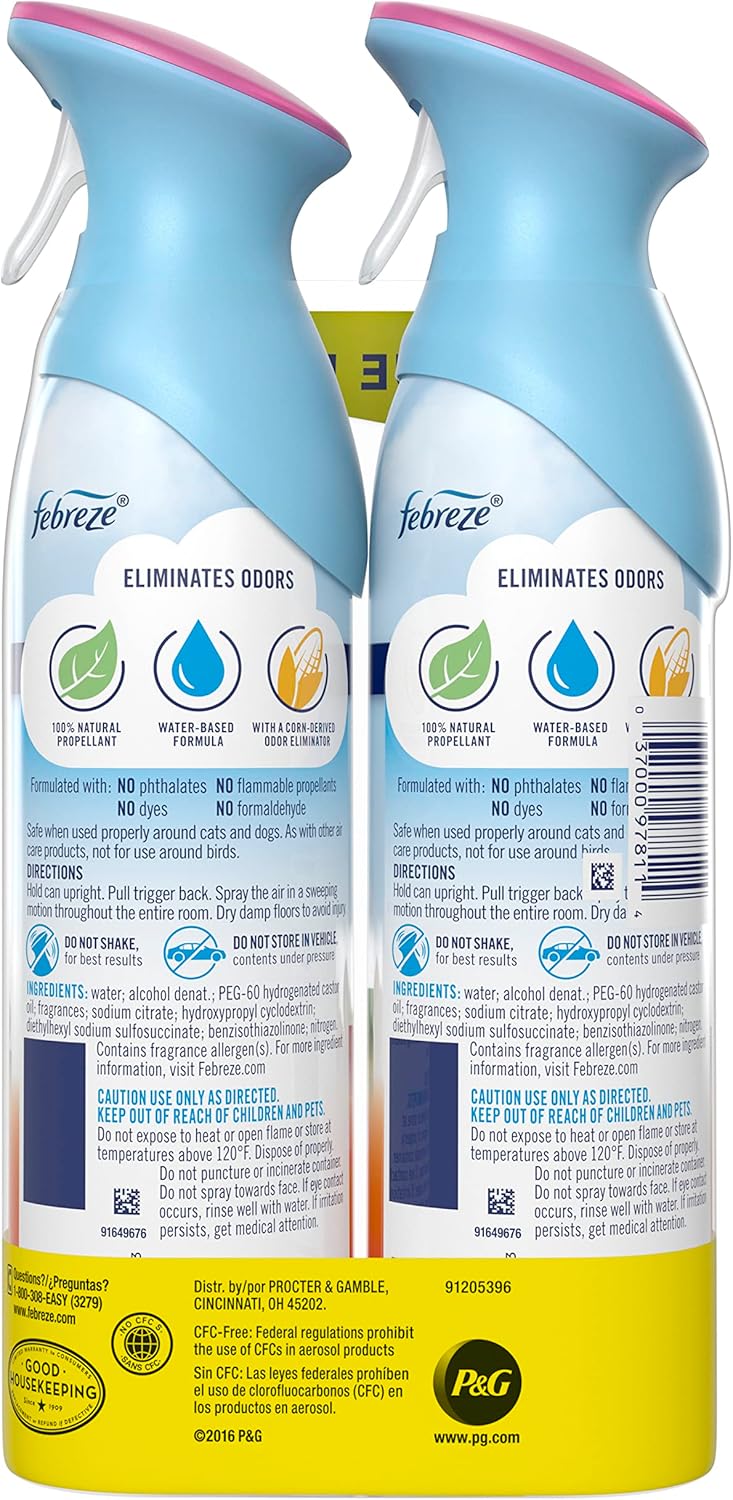 Febreze Air Mist Air Freshener Spray, Odor-Fighting Room Spray, Air Fresheners for Home and Bathroom and Kitchen, Aerosol Can, Gain Island Fresh Scent, 8.8oz, 2 Count