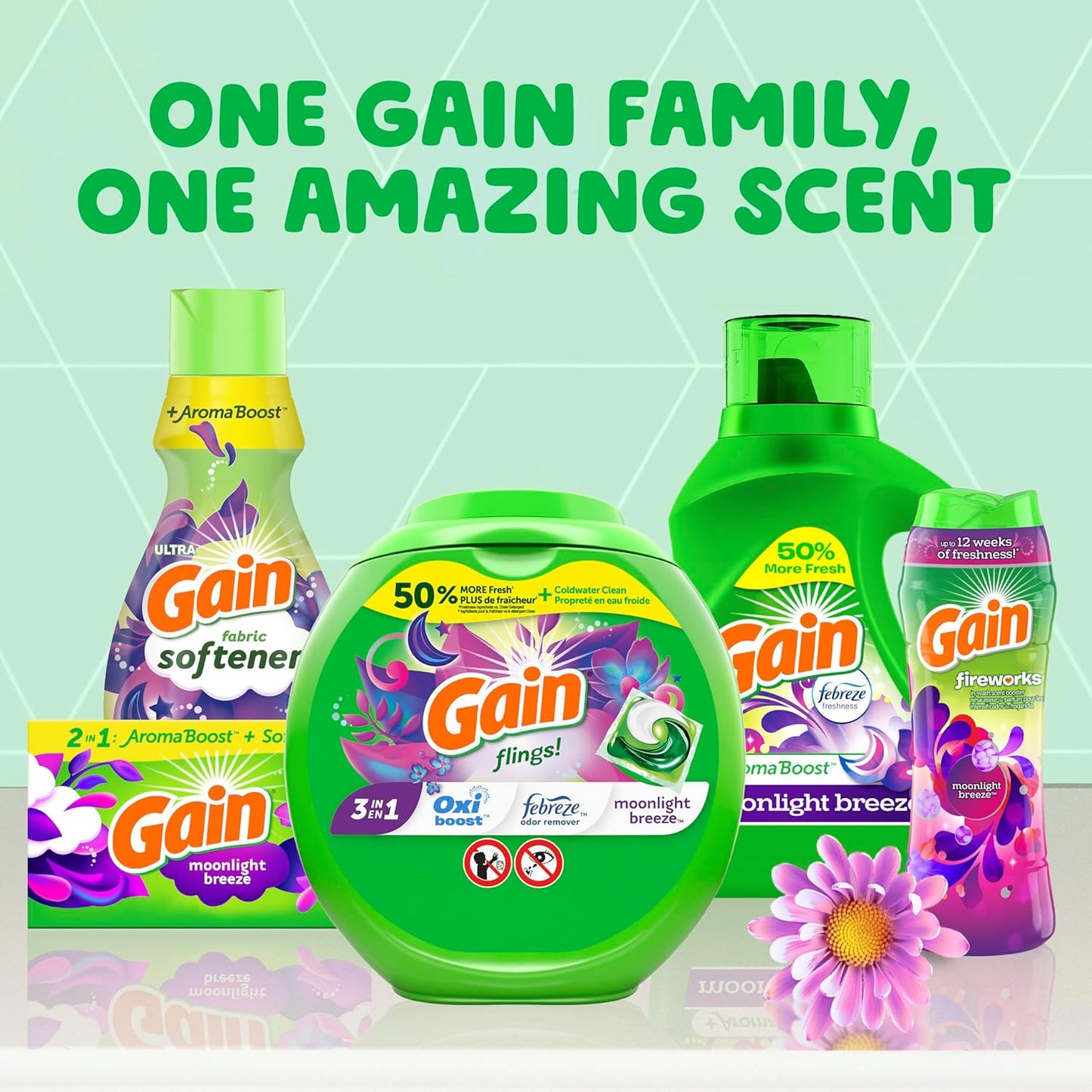 Gain + Aroma Boost Laundry Detergent Liquid Soap, Moonlight Breeze Scent, 45 Loads, 65 Fl Oz, (Pack of 2), He Compatible, Gain Laundry Detergent, Liquid Laundry Detergent