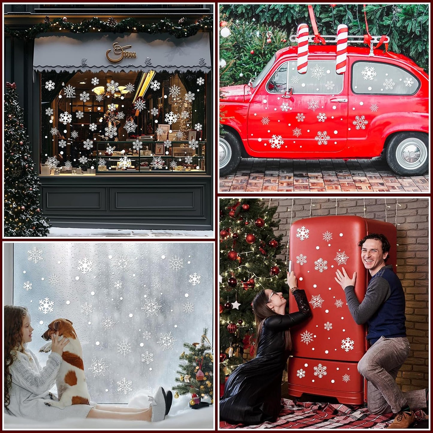 360Pcs Snowflake Christmas Window Clings, Static Christmas Window Stickers Creative White Decorations Winter Xmas Decals Party Supplies(8-Sheet)