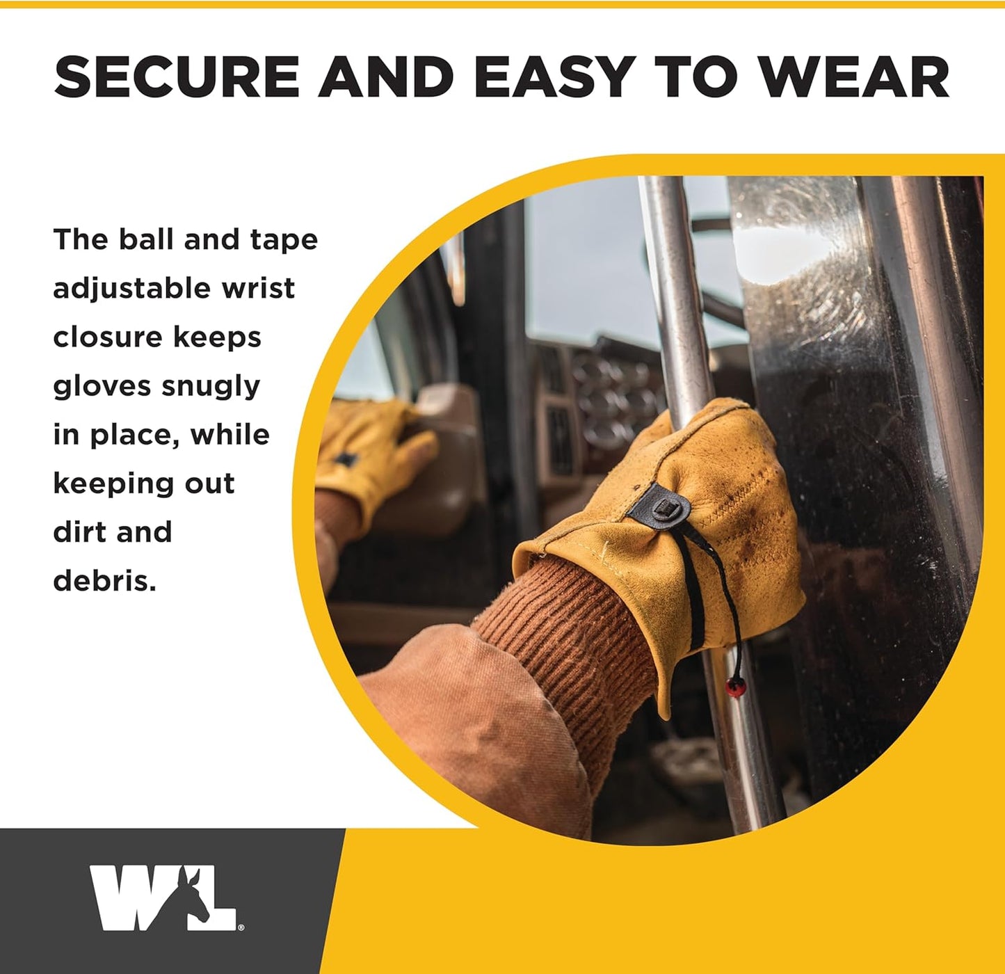 Wells Lamont Leather Work Gloves for Men – Heavy Duty, Cowhide, Abrasion & Puncture Resistant – Adjustable Wrist, Gunn Cut Design, Ideal for