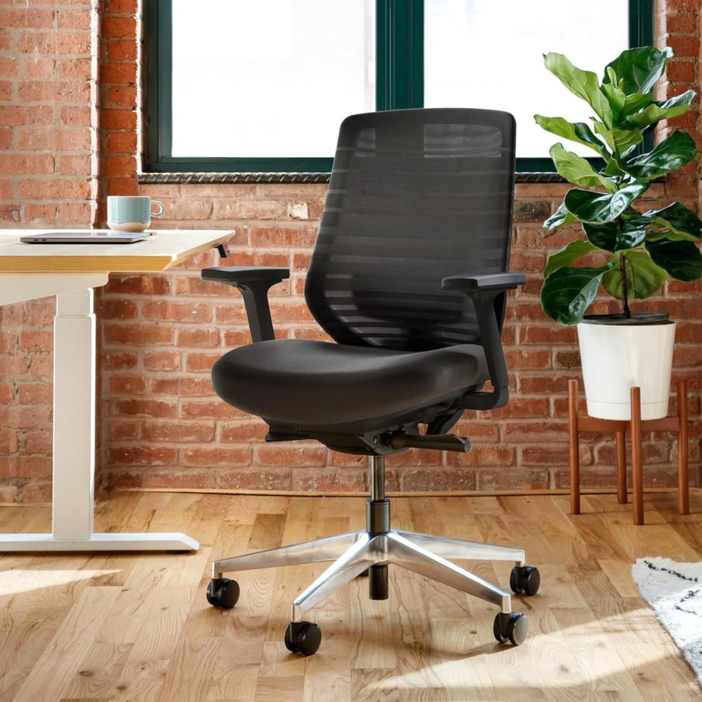 A Versatile Desk Chair with Adjustable Lumbar Support, Breathable Mesh Backrest, and Smooth Wheels - Experience Optimal Comfort and Support - All Black