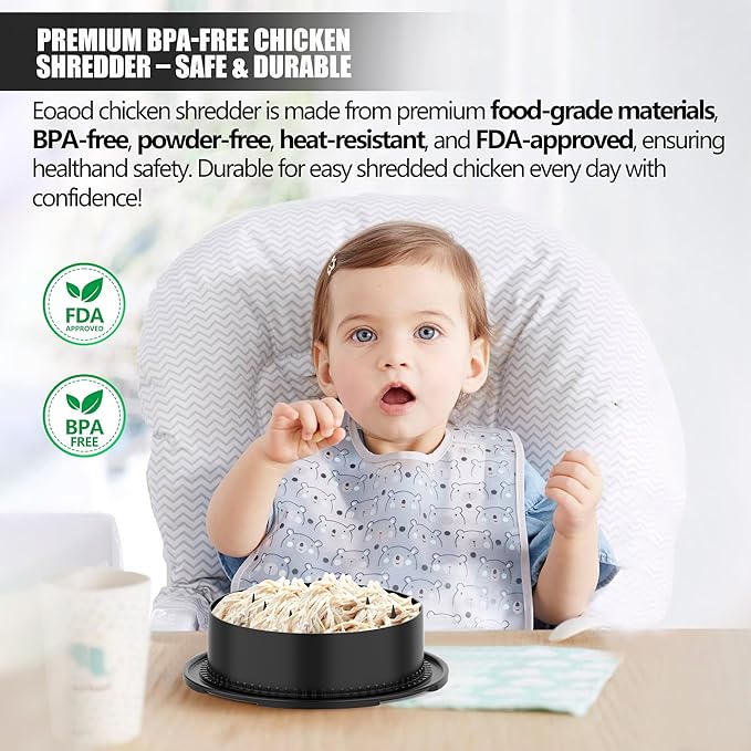 Chicken Shredder, 2025 Pro Chicken Breast Shredder Tool Twist Large, Visible Meat Shredder Machine with Widened Anti Slip Mat Fix, Suitable for Tocas, Buffalo Chicken Dip, Dishwasher Washable