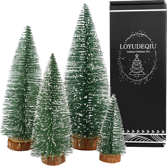 Desktop Miniature Pine Tree Tabletop Christmas Tree Small Pine Tree Decor Christmas Tree Toppers (Green 4pcs)