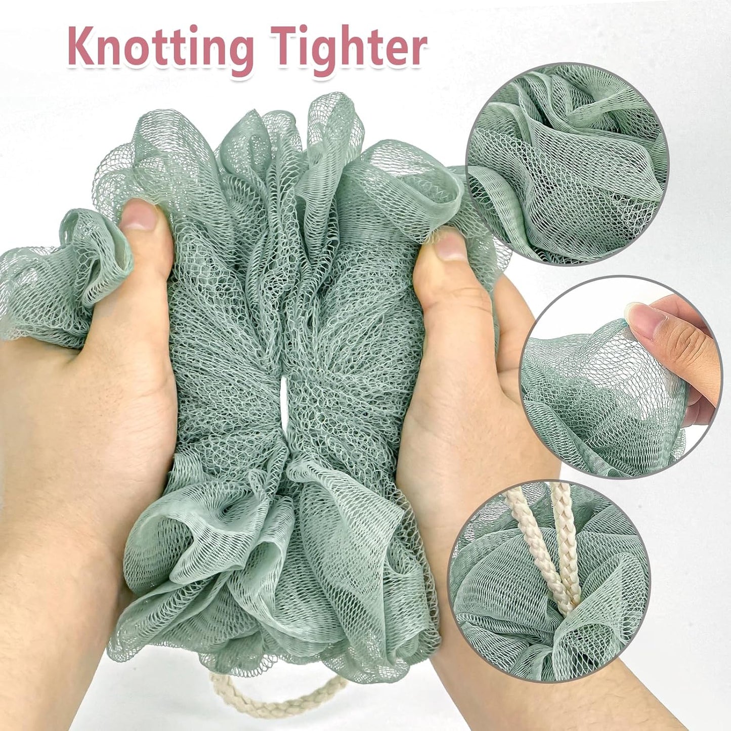 Shower Loofah Bath Sponge, 60G Loofah Exfoliating Body Scrubber, 4 Color Mesh Shower Pouf Balls for Body Wash (Ice Cream)