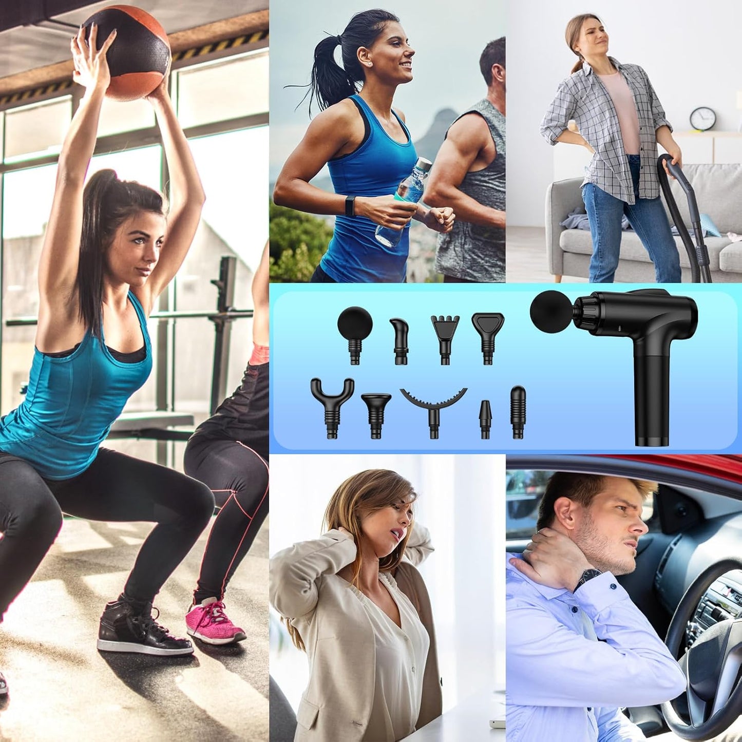 Massage Gun Deep Tissue, Handheld Electric Muscle Massager, High Intensity Percussion Massage Device for Pain Relief with 9 Attachments,Pallet of Product