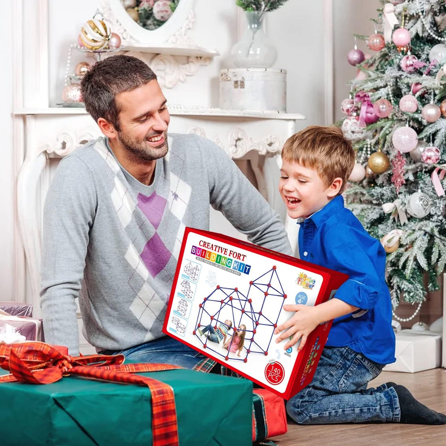 Fort Building Kit for Kids,STEM Construction Toys, Christmas & Birthday Gift for 4 5 6 7 8 9 10 11 12 Years Old Boys and Girls,Ultimate Creative Set for Indoor & Outdoors Activity,140 Pcs,Original