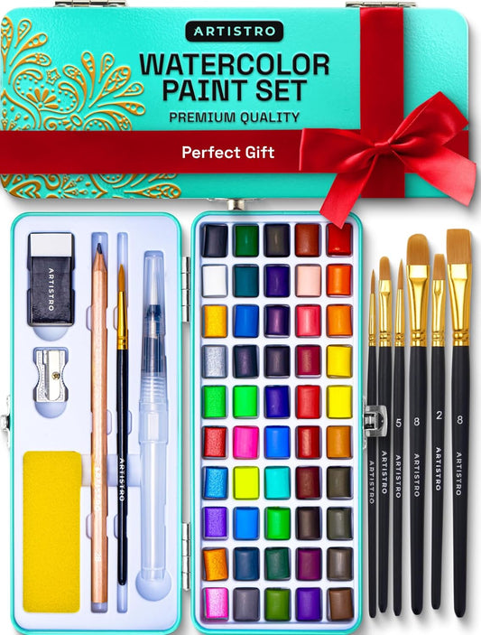 ARTISTRO Watercolor Paint Set - Portable Paint Kit - Perfect for Gifting to Adults, Teens, Tweens, & Kids