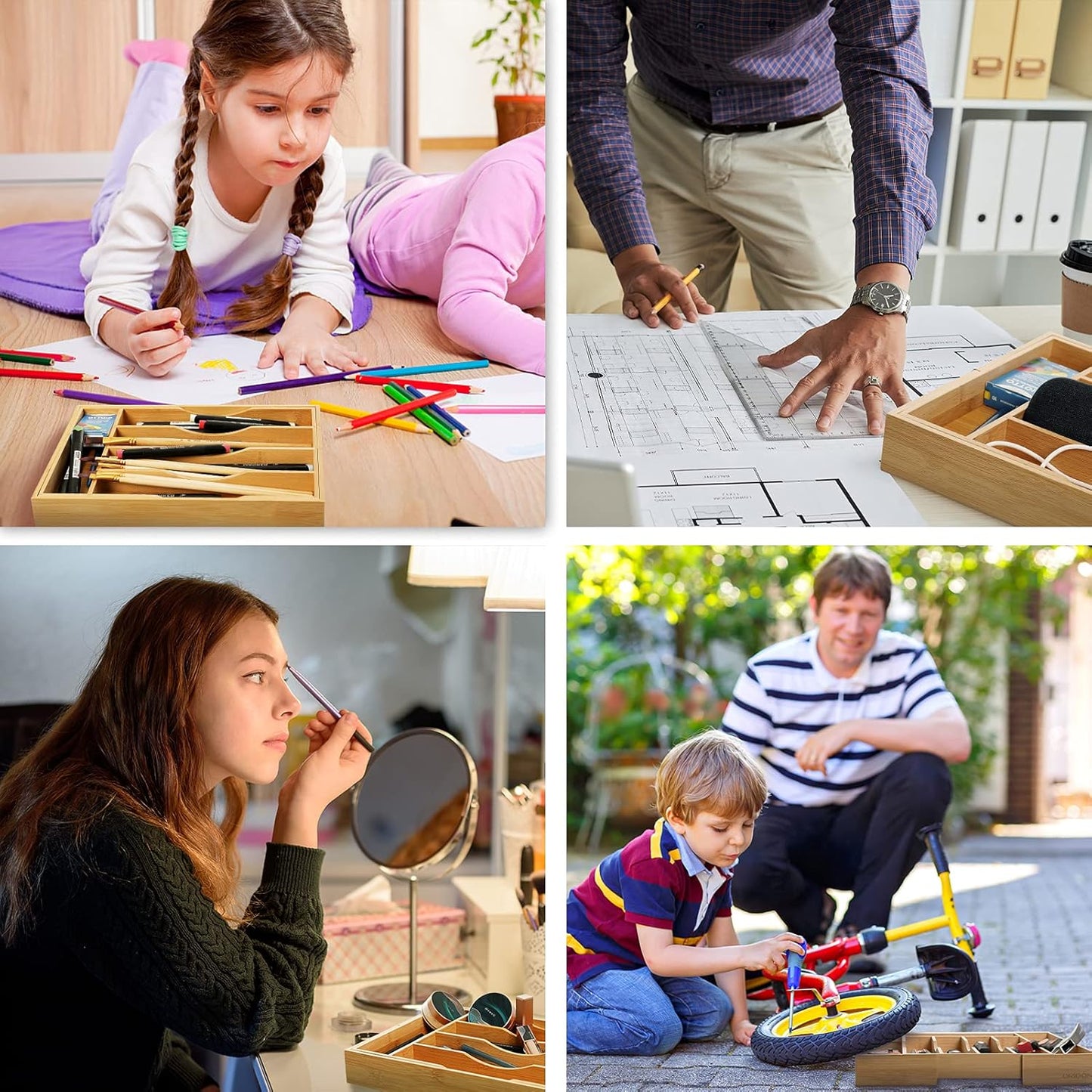 Expandable Bamboo Kitchen Drawer Organizer for Cutlery and Utensils, Adjustable Bamboo Wood Cutlery Tray in Drawer for Flatware and Silverware in Kitchen, (Natural)