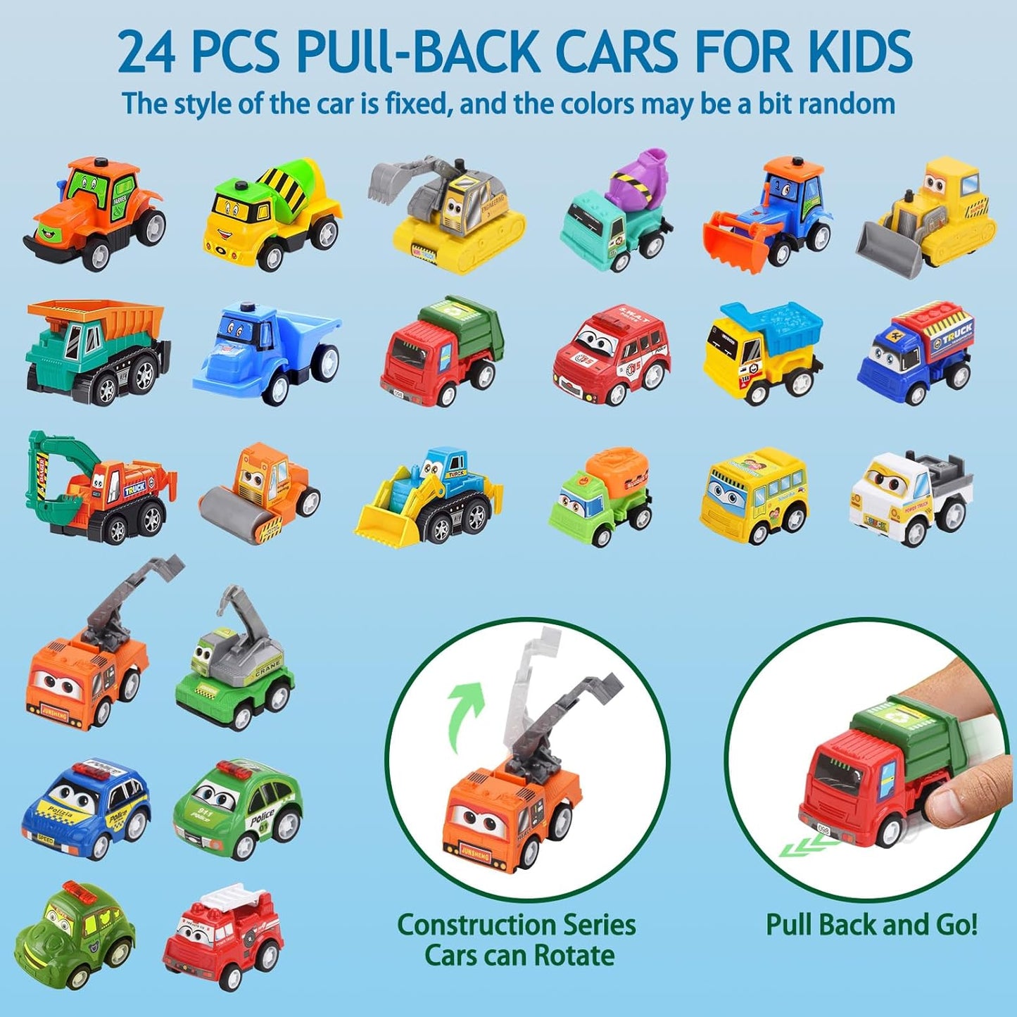 Advent Calendar 2025 for Kids Boys, 24 Days Christmas Countdown Calendar with Pull-Back Cars Vehicles, Holiday Gifts Christmas Advent Calendars Cars Set for Kids Toddlers Boys